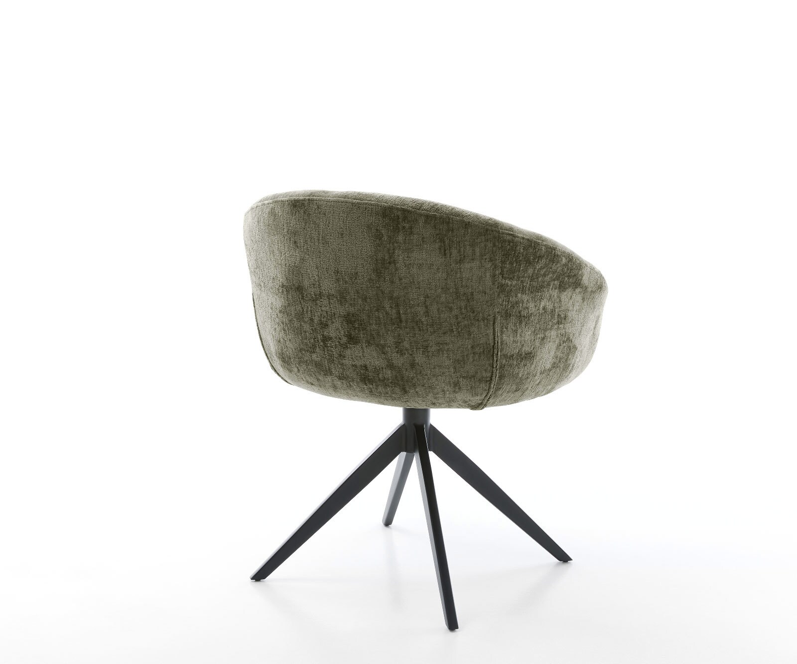 Drehstuhl Vinka-Flex mit Armlehnen Chenille Olive Kreuzgestell breit Schwarz 360° drehbar Wippfunktion Taschenfederkern 4