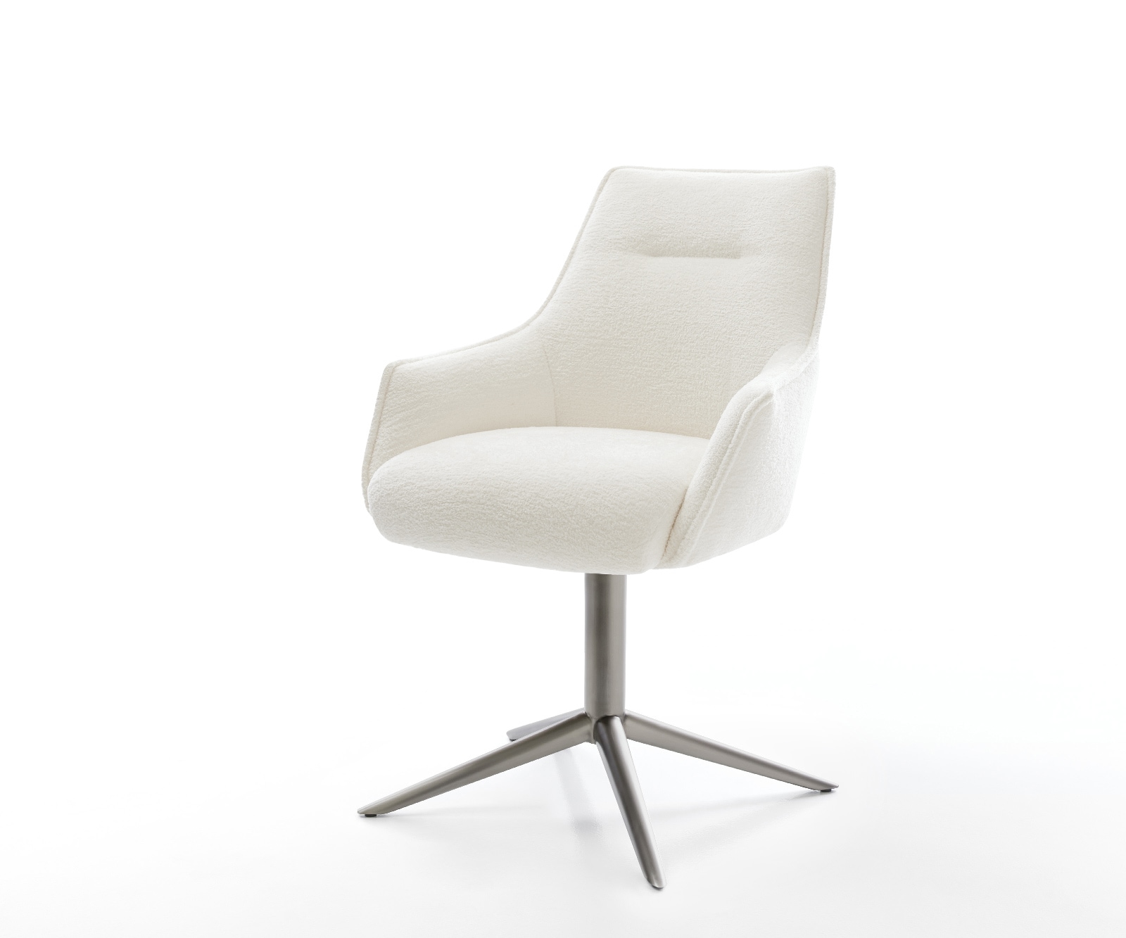 Drehstuhl Alja-Flex mit Armlehnen Bouclé Soft Beige Fußkreuz Graphit 360° drehbar Wippfunktion Taschenfederkern