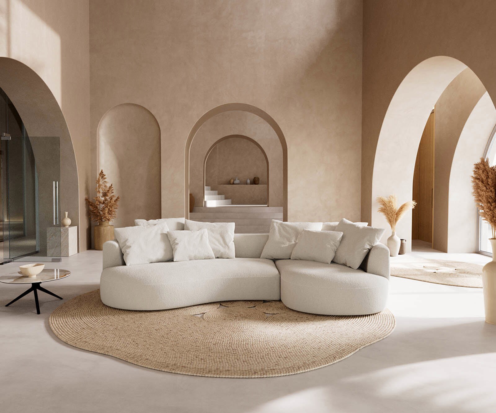 Sofa Edina 330x170 cm Bouclé Creme-Weiß 1