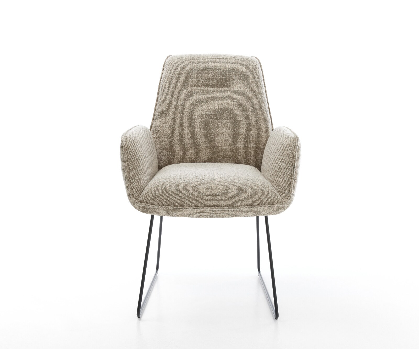 Esszimmerstuhl Zoa-Flex Webstoff Soft Beige Kufengestell Schwarz Taschenfederkern 1