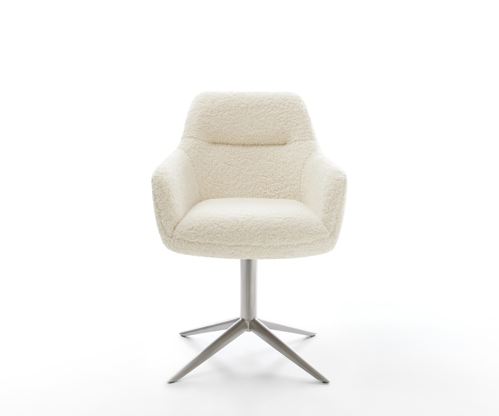 Drehstuhl Pejo-Flex Teddystoff Beige Fußkreuz Edelstahl 360° drehbar Wippfunktion Taschenfederkern 1