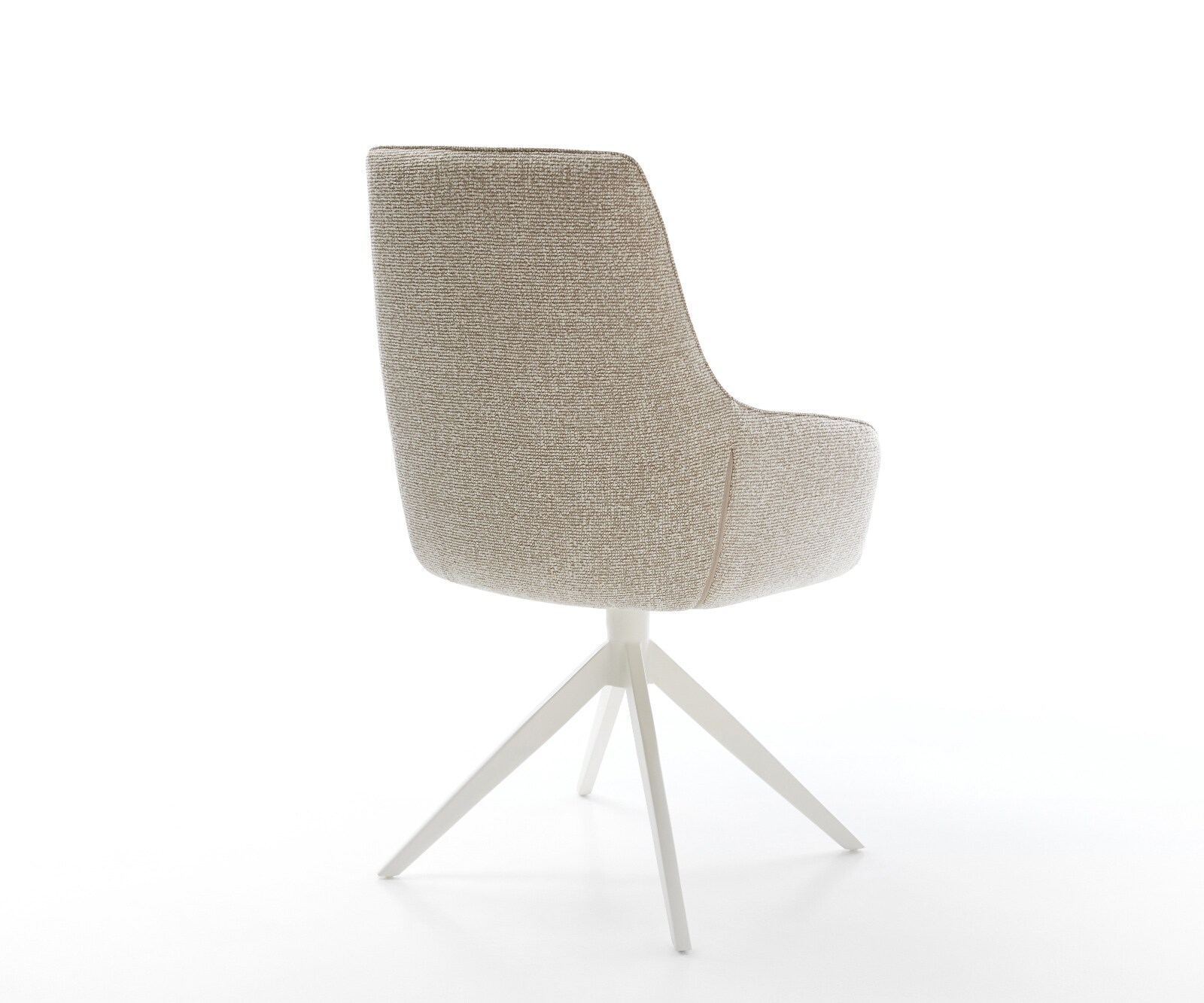 Drehstuhl Zelia-Flex mit Armlehnen Webstoff Soft Beige Kreuzgestell breit Weiß 360° drehbar Wippfunktion Taschenfederkern 4