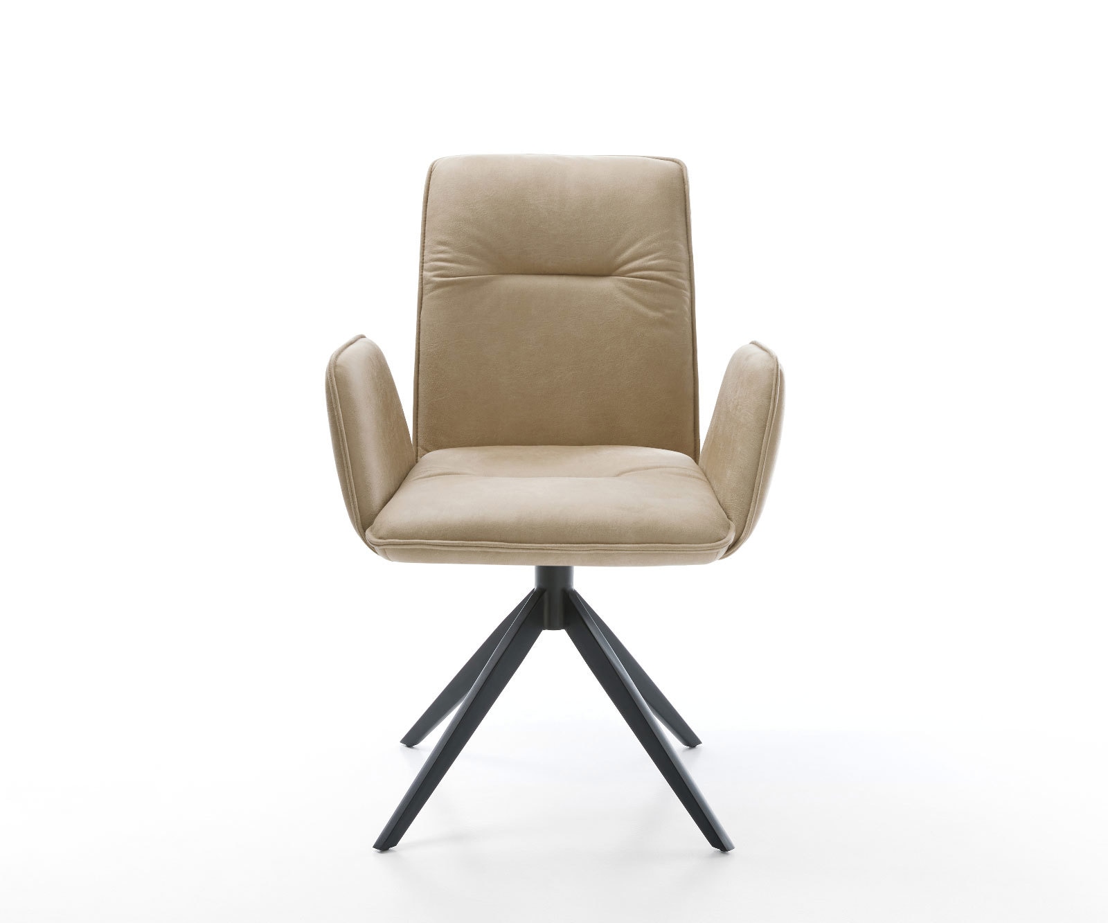 Drehstuhl Vinja-Flex Mikrofaser Beige Vintage Kreuzgestell breit Schwarz 360° drehbar Wippfunktion 1