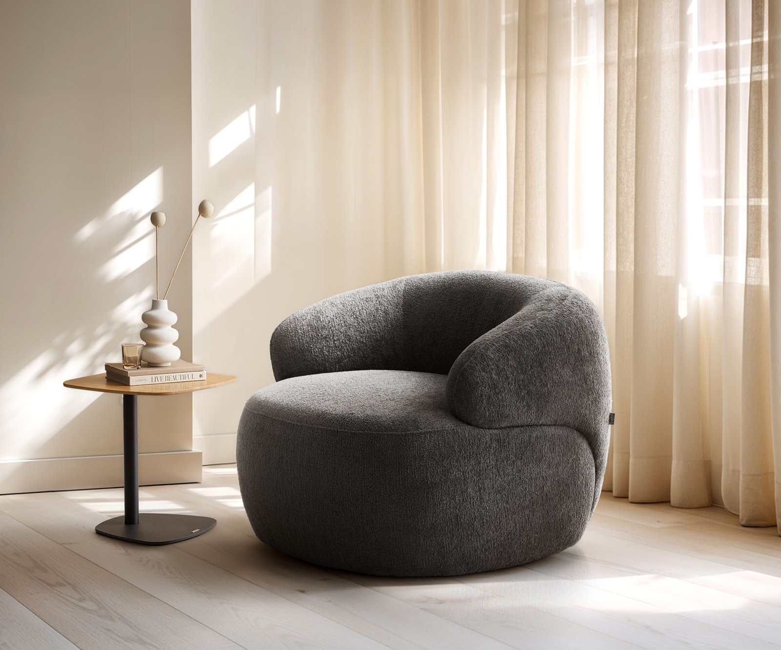 Loungesessel Nova 88x88 cm Bouclé Soft Schlamm Loungesessel Nova 88x88 cm Bouclé Soft Schlamm