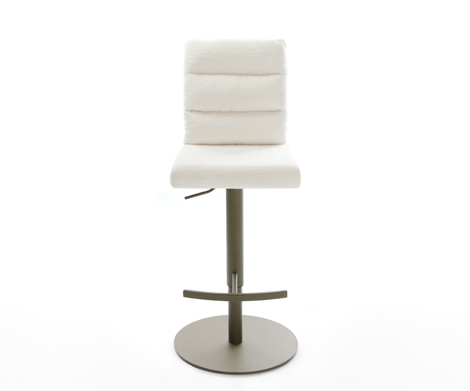 Barstuhl Pela-Flex Bouclé Soft Beige Drehfuß höhenverstellbar Metall Titanfarben 1