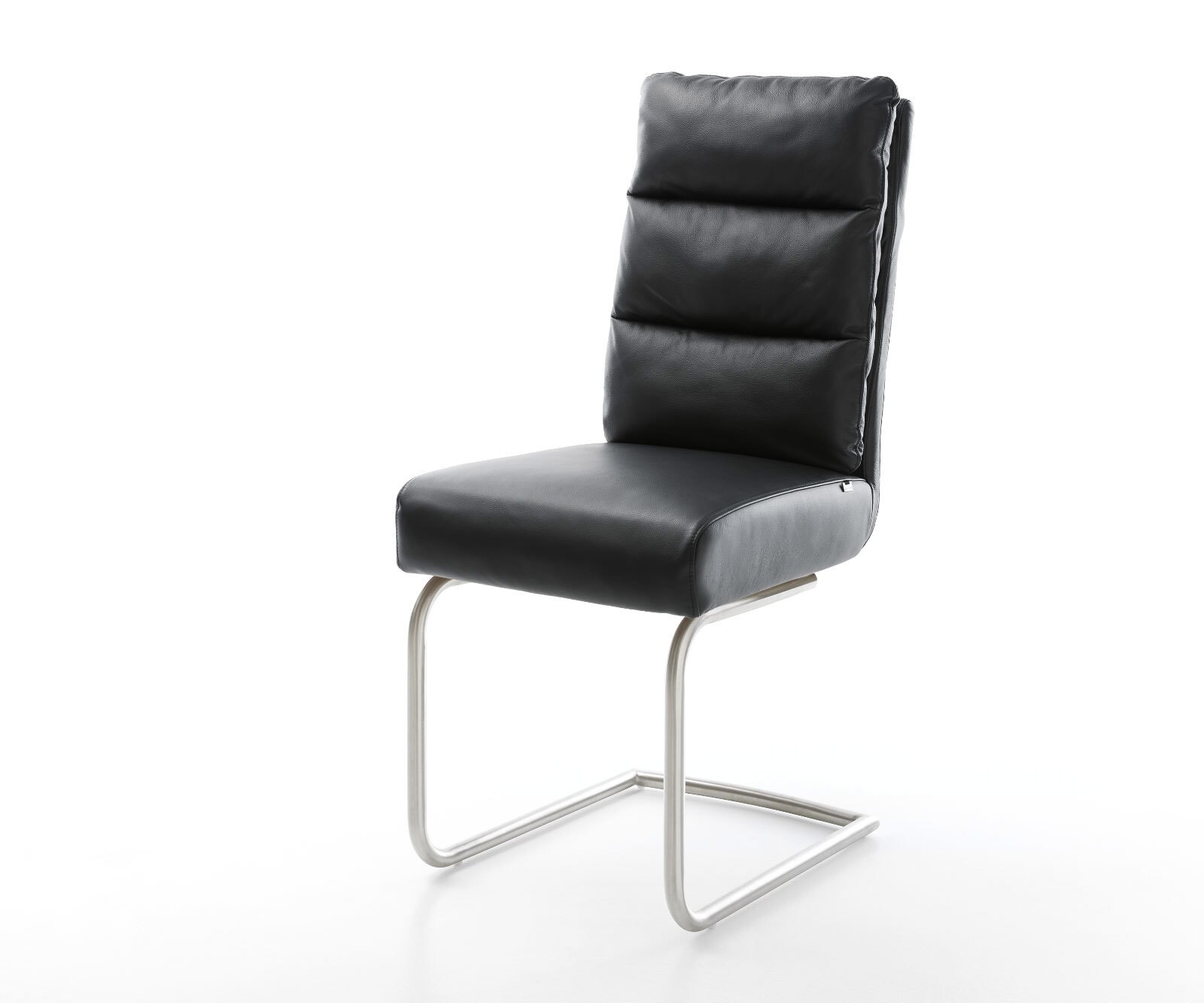 Freischwinger Pela-Flex Echt-Leder Schwarz Freischwinger rund Edelstahl Taschenfederkern