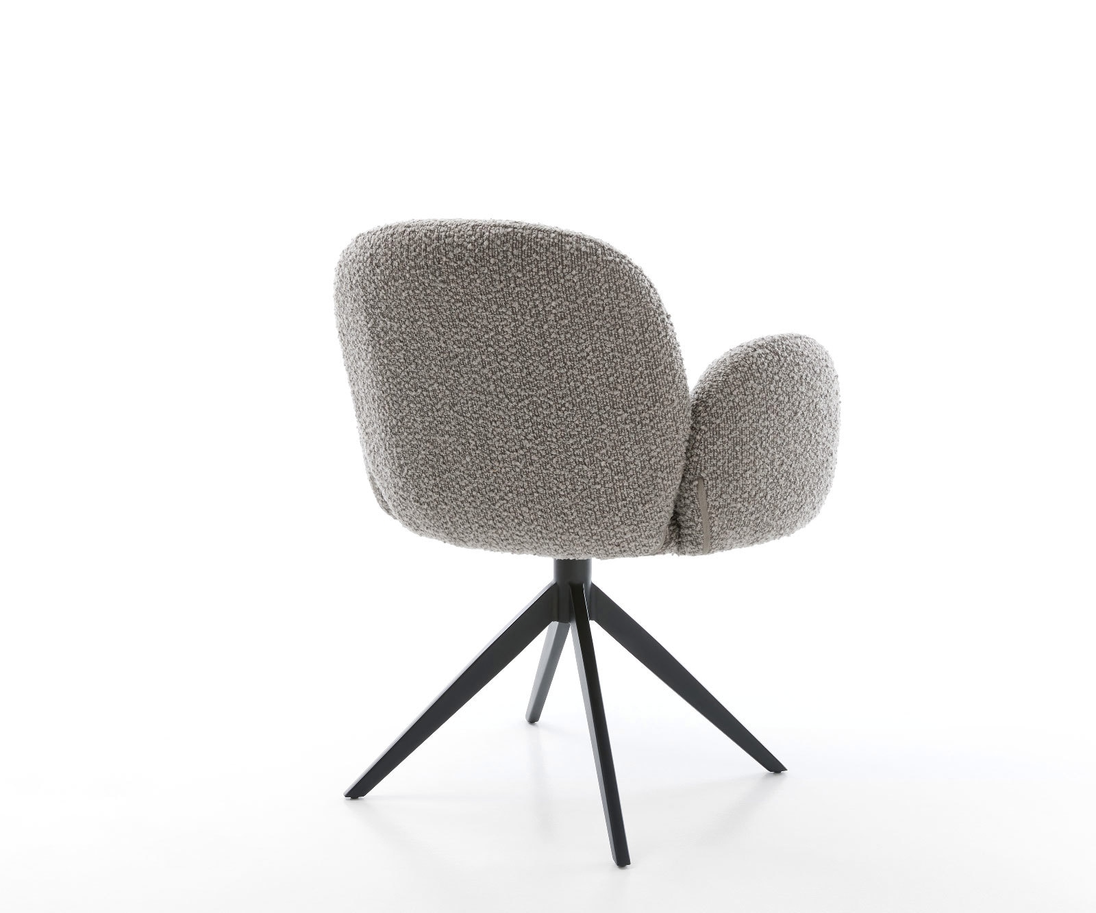Drehstuhl Nube-Flex mit Armlehnen Bouclé Silbergrau Kreuzgestell breit Schwarz 360° drehbar Wippfunktion Taschenfederkern 4