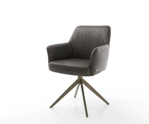 Drehstuhl Xana-Flex mit Armlehnen Mikrofaser Anthrazit Vintage Kreuzgestell breit Effektfinish Titan 360° drehbar Taschenfederkern