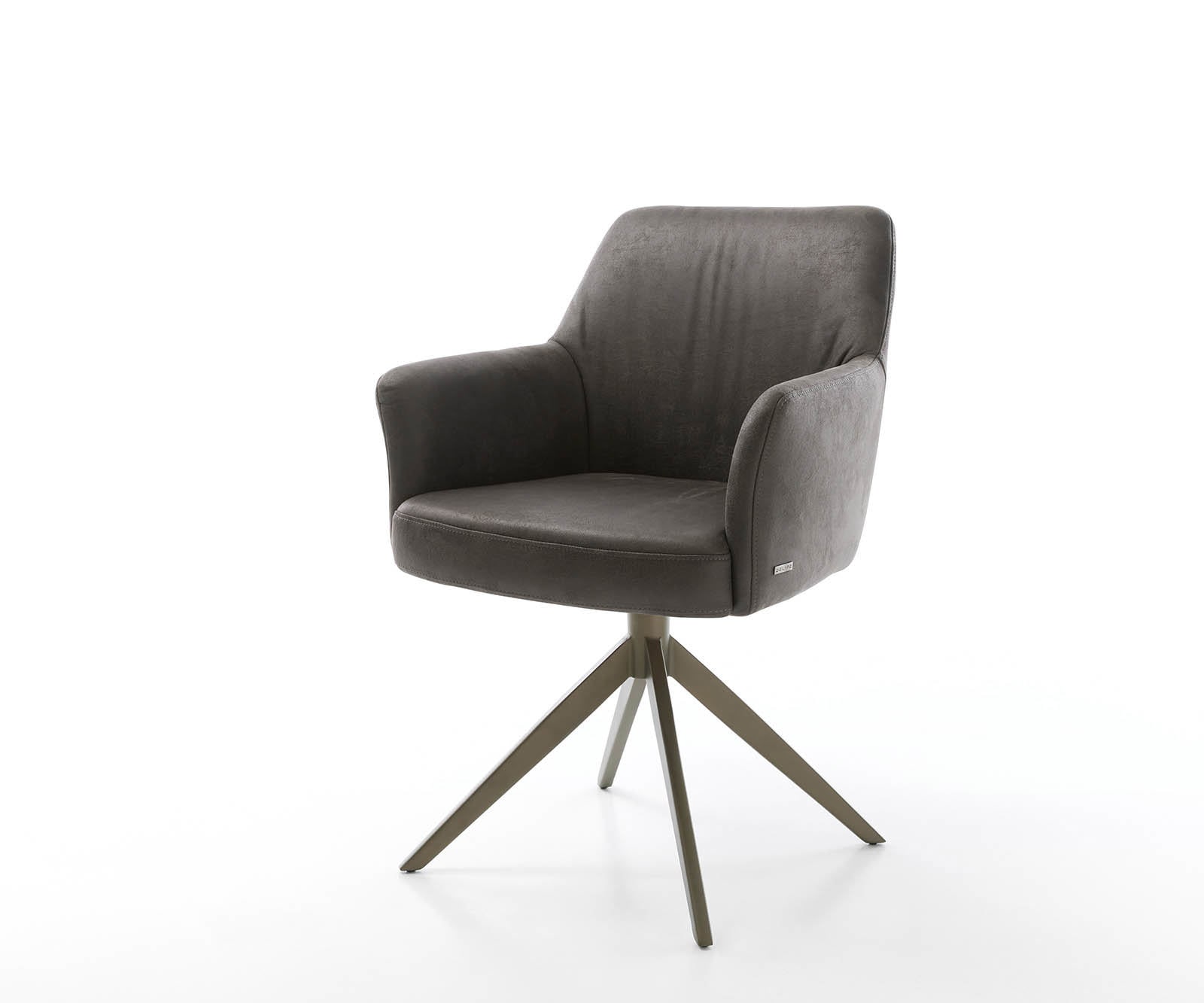 Drehstuhl Xana-Flex mit Armlehnen Mikrofaser Anthrazit Vintage Kreuzgestell breit Effektfinish Titan 360° drehbar Taschenfederkern