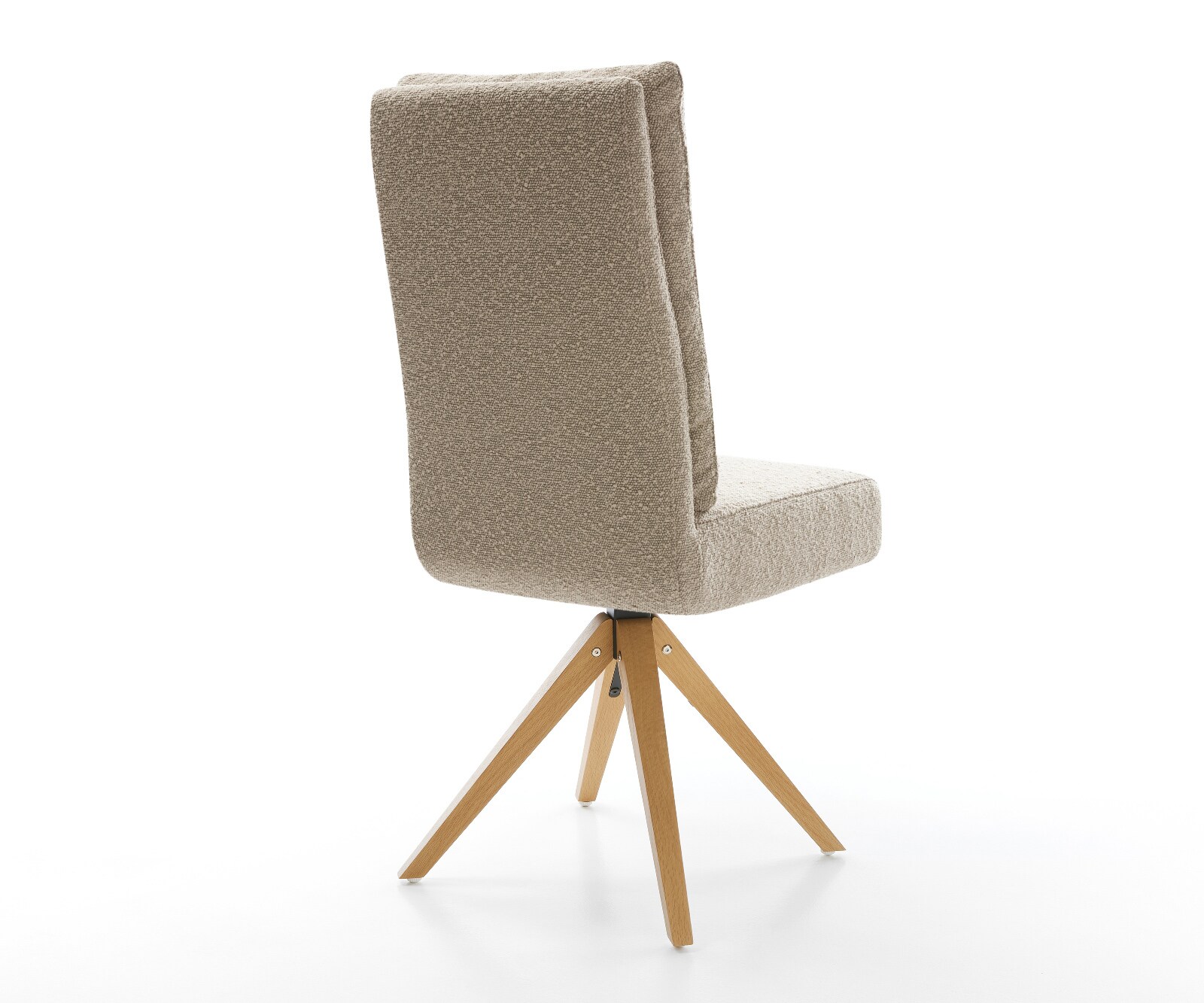 Drehstuhl Pela-Flex Bouclé Schlamm Holzgestell kantig Natur 360° drehbar Taschenfederkern 4