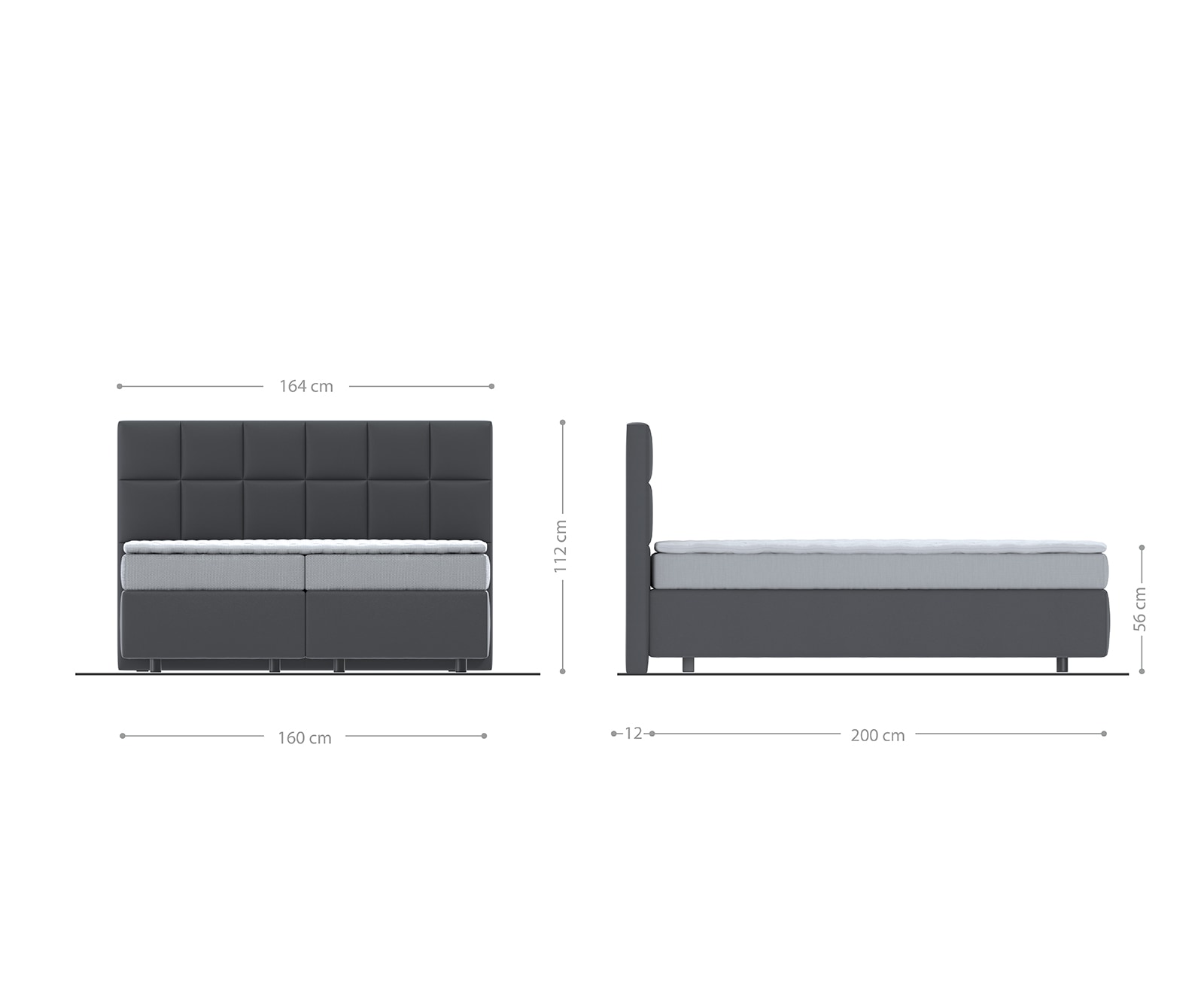 Boxspringbett Dream-Fine 160x200 cm Mikrofaser Anthrazit Vintage mit Matratze und Topper 4 Boxspringbett Dream-Fine 160x200 cm Mikrofaser Anthrazit Vintage mit Matratze und Topper 4
