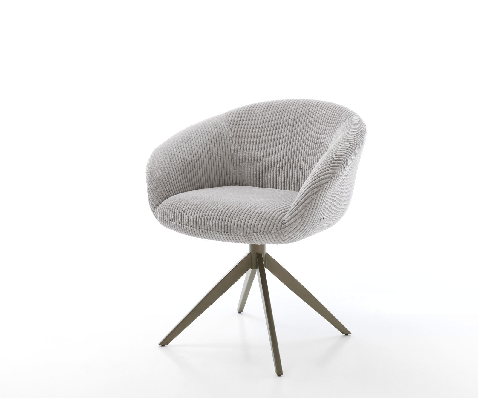 Drehstuhl Vinka-Flex mit Armlehnen Cord Silbergrau Kreuzgestell breit Effektfinish Titan 360° drehbar Wippfunktion Taschenfederkern