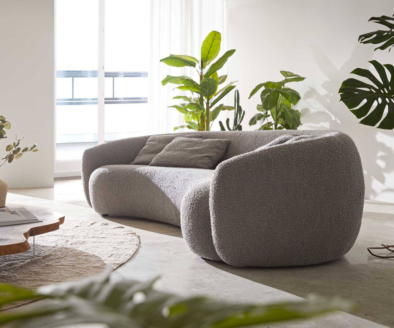 3-Sitzer Larna 260x120 cm Bouclé Silbergrau 5