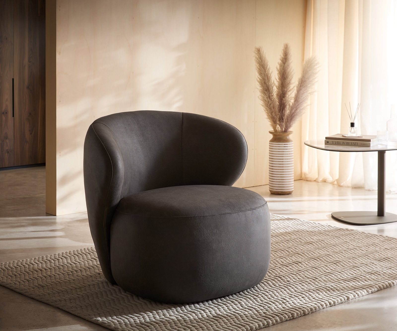 Loungesessel Pulo 80x80 cm Mikrofaser Anthrazit Vintage Loungesessel Pulo 80x80 cm Mikrofaser Anthrazit Vintage