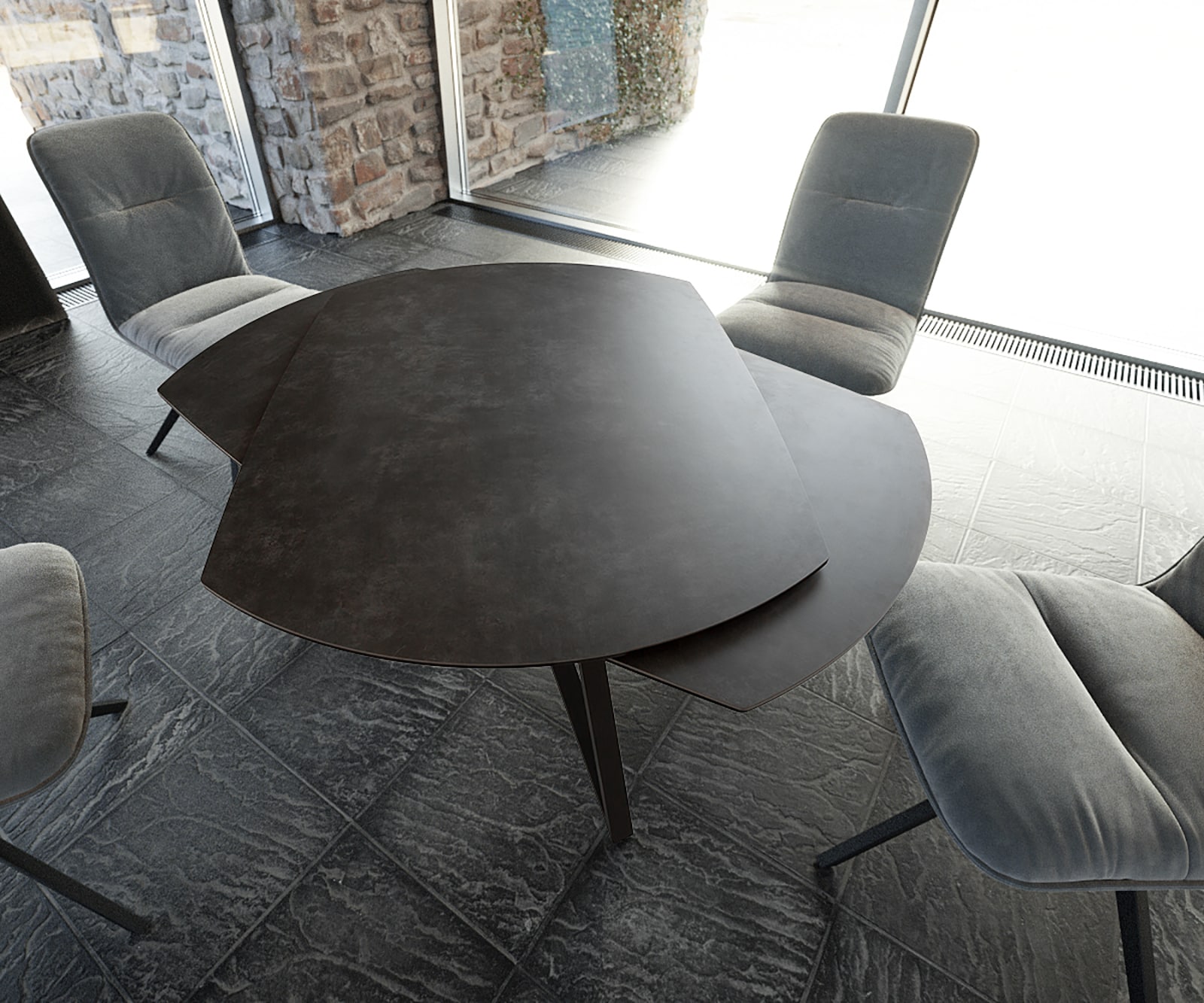 Esstisch Carlow 130/200x95 cm Keramik Grau Metall ausziehbar 1 Esstisch Carlow 130/200x95 cm Keramik Grau Metall ausziehbar 1