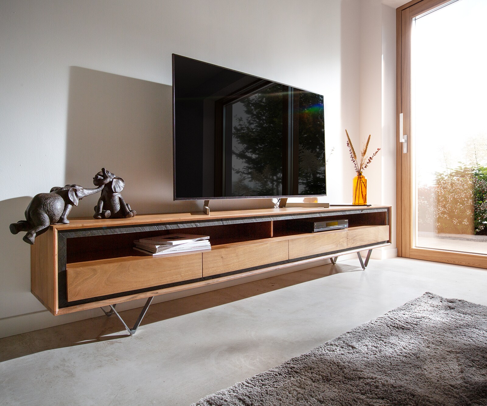 Lowboard Stonegrace Massivholz Steinfurnier  2