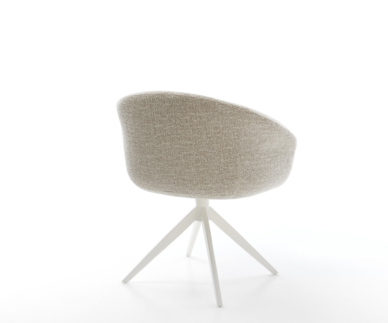 Drehstuhl Vinka-Flex mit Armlehnen Webstoff Soft Beige Kreuzgestell breit Weiß 360° drehbar Wippfunktion Taschenfederkern 4