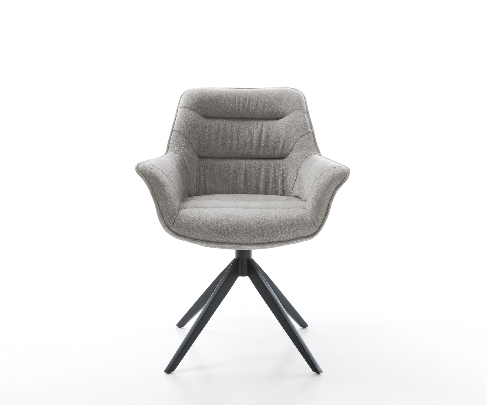 Drehstuhl Kaira-Flex Strukturstoff Soft Grau Kreuzgestell breit Schwarz 360° drehbar Wippfunktion 1