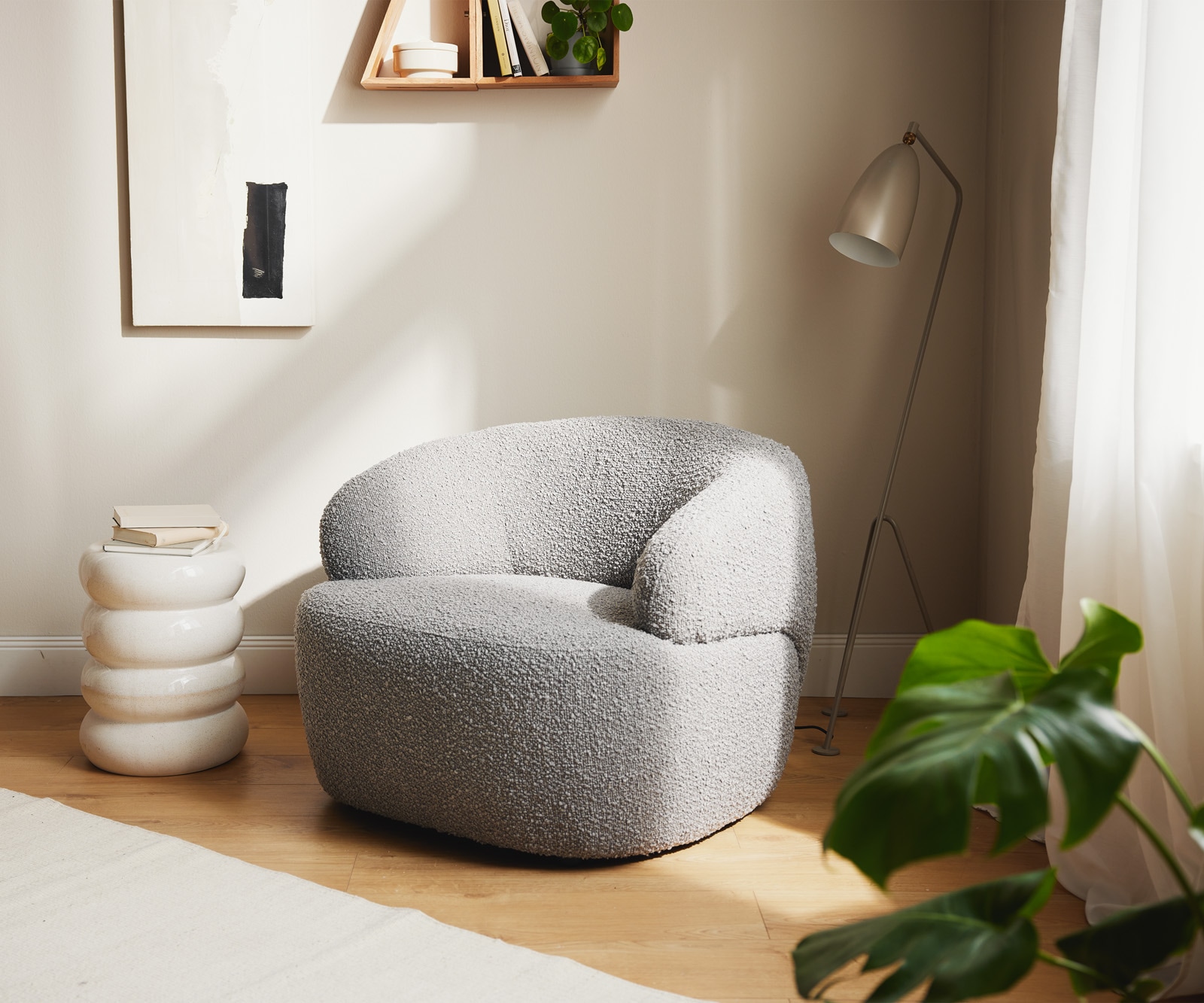 Loungesessel Nova 88x88 cm Bouclé Silbergrau Loungesessel Nova 88x88 cm Bouclé Silbergrau
