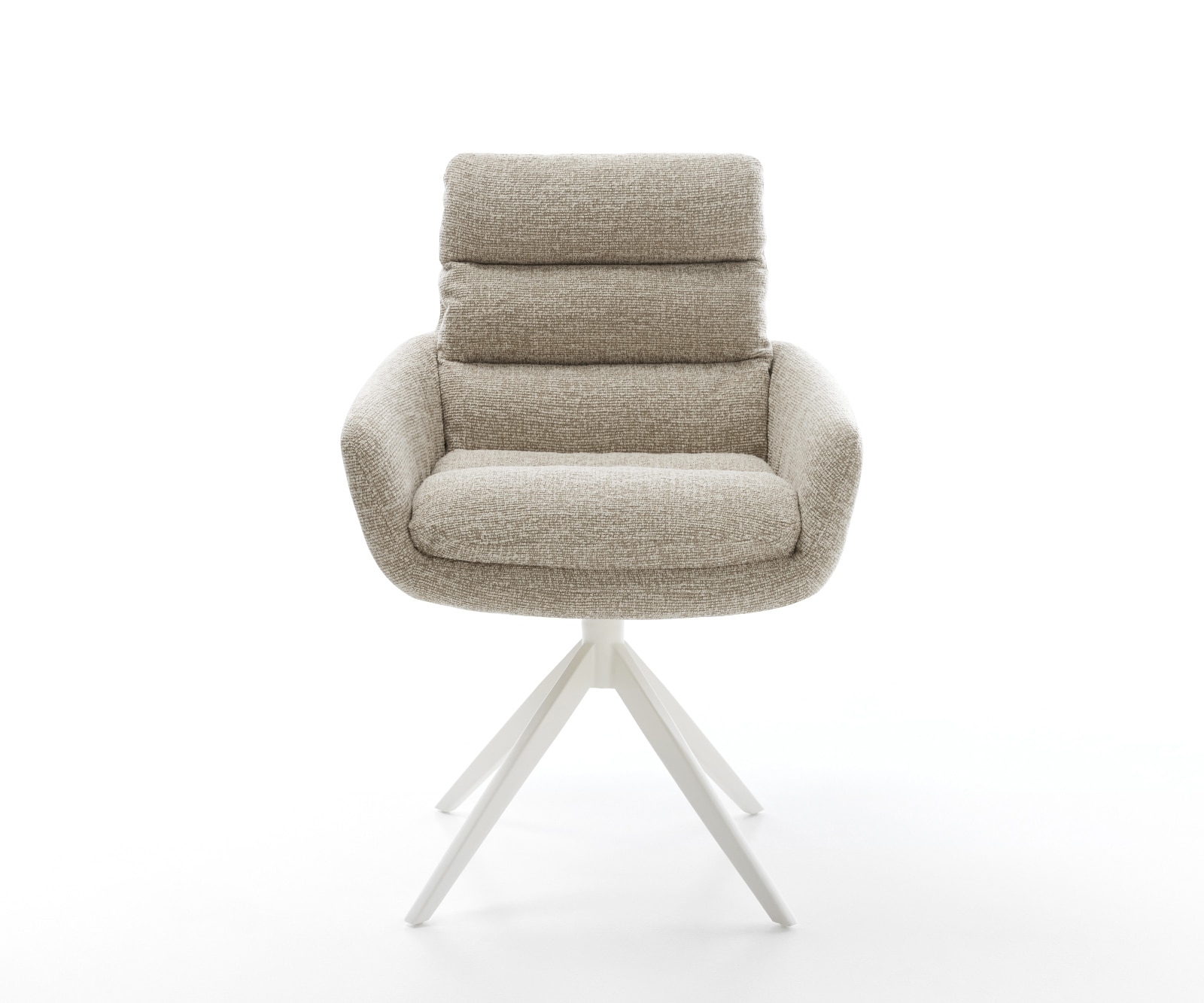 Drehstuhl Abelia-Flex mit Armlehnen Webstoff Soft Beige Kreuzgestell breit Weiß 360° drehbar Wippfunktion 1