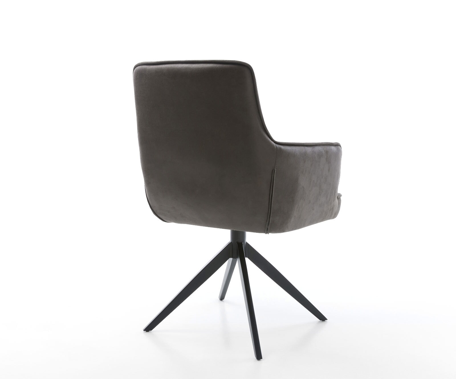 Drehstuhl Heira-Flex mit Armlehnen Mikrofaser Anthrazit Vintage Kreuzgestell breit Schwarz 360° drehbar Wippfunktion Taschenfederkern 4