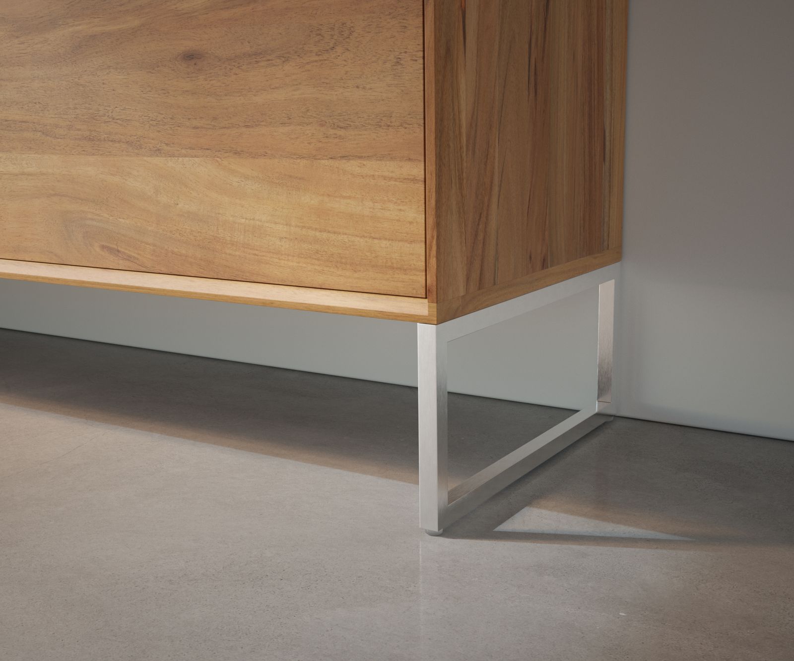 Fuß Kufe schmal 15 cm Edelstahl gebürstet für Kastenmöbel der Tiefe 35 cm (2er Set) 2