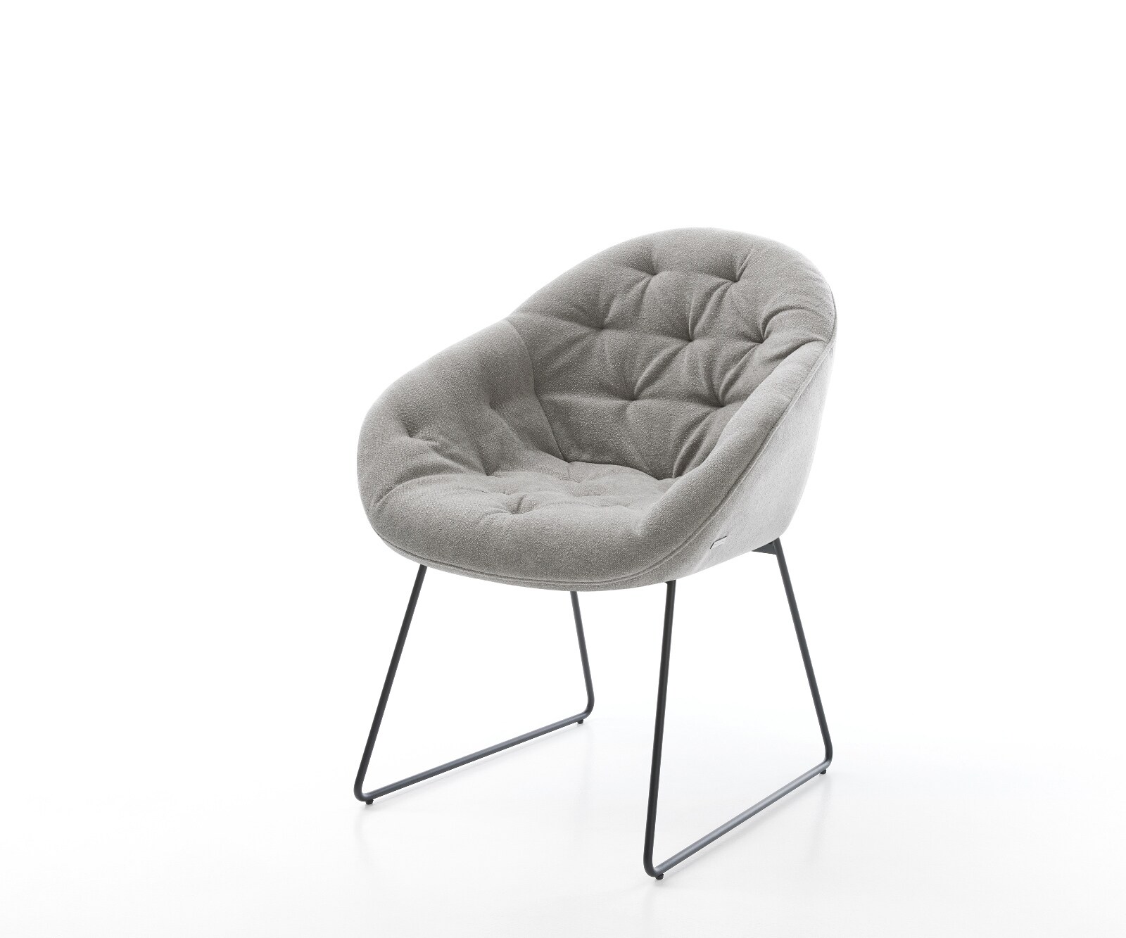 DELIFE Esszimmerstuhl Gaio-Flex Strukturstoff Soft Grau Kufengestell Schwarz