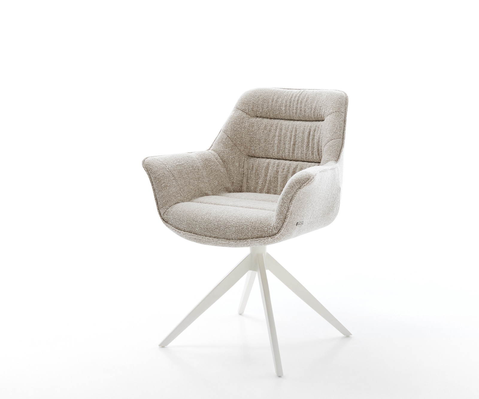 Drehstuhl Kaira-Flex Webstoff Soft Beige Kreuzgestell breit Weiß 360° drehbar Wippfunktion