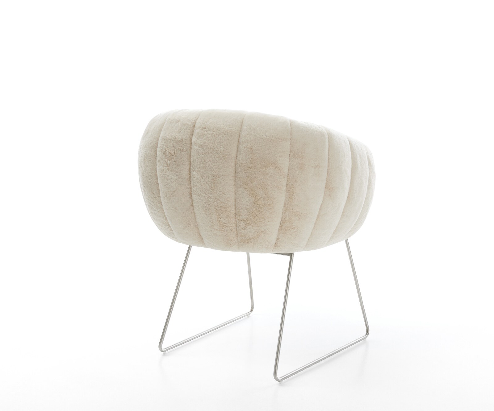 Esszimmerstuhl Jada-Flex Plüsch Creme-Weiß Kufengestell Edelstahl Taschenfederkern 4