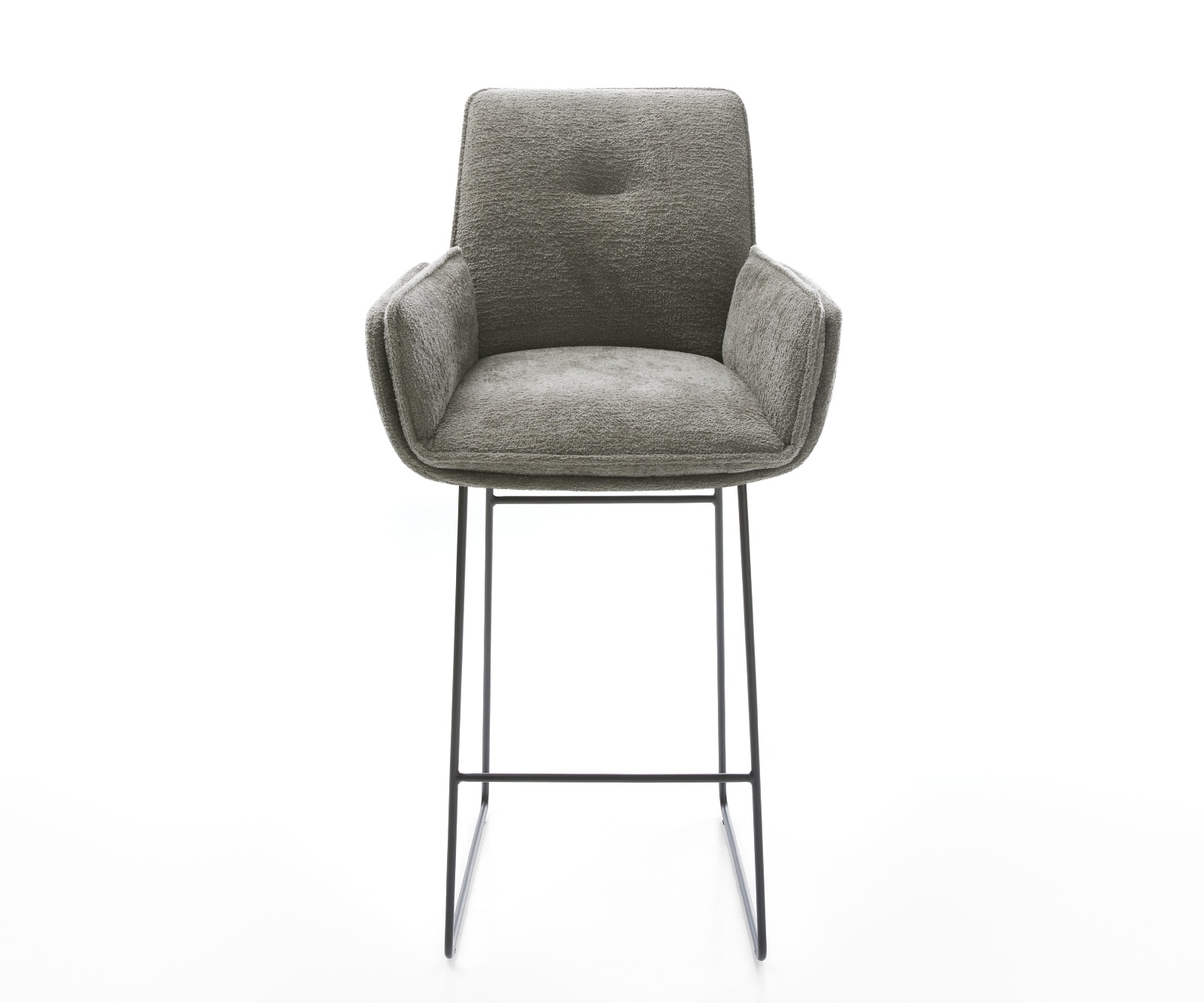 Barstuhl Nela-Flex Bouclé Soft Schlamm Kufengestell Metall Schwarz 1