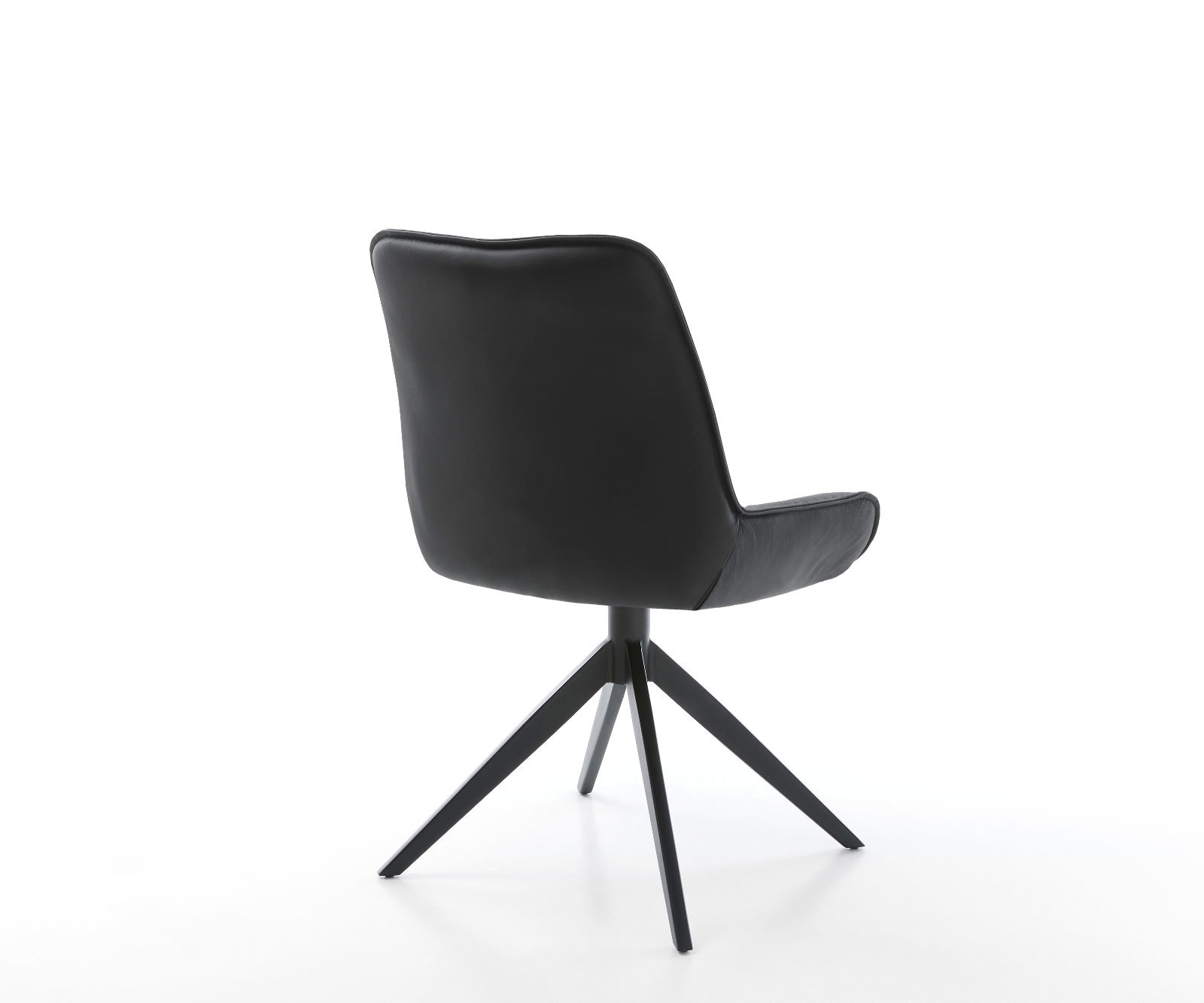 Drehstuhl Taimi-Flex Echt-Leder Schwarz Kreuzgestell breit Schwarz 360° drehbar Wippfunktion 4