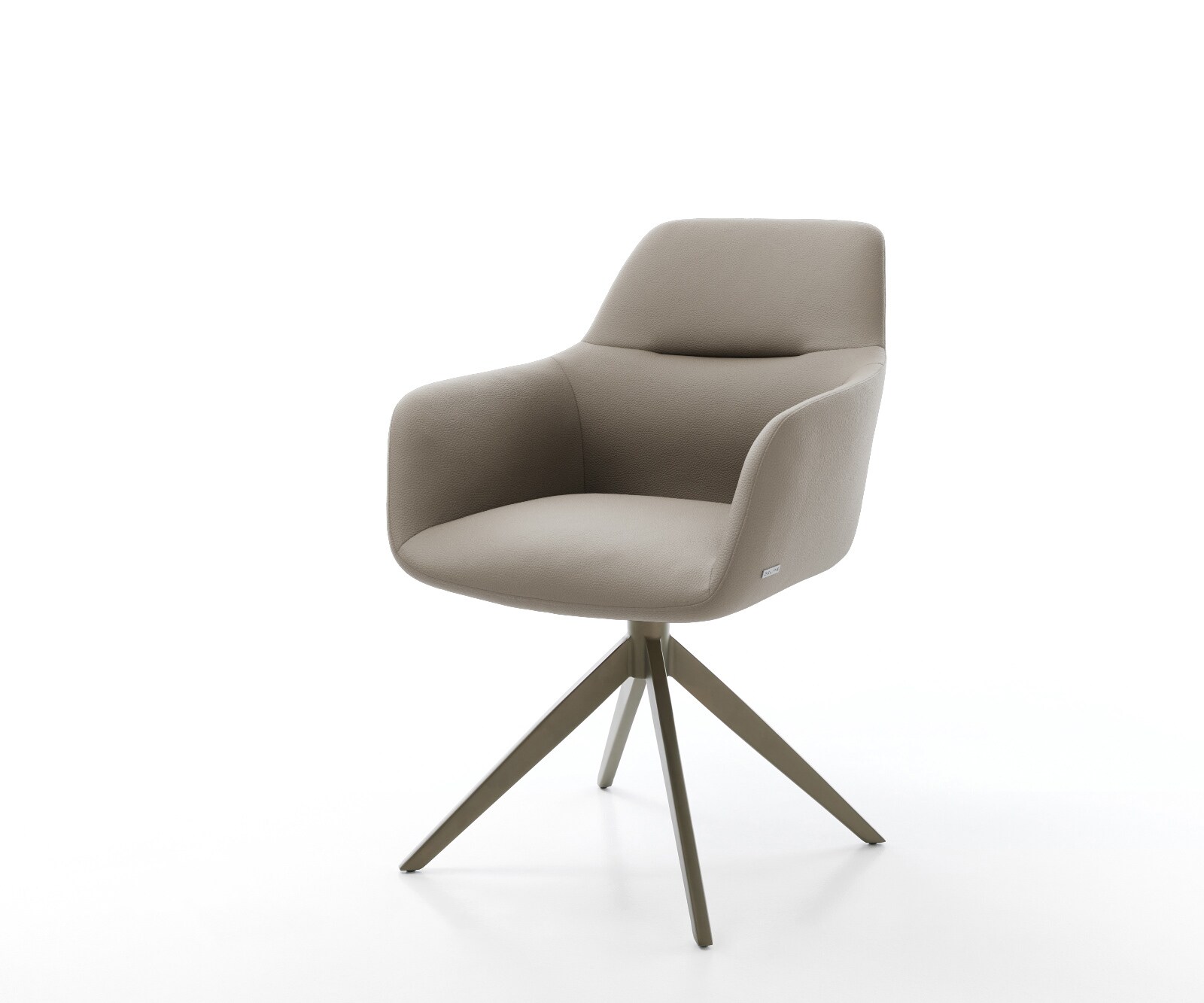 Drehstuhl Pejo-Flex Echt-Leder Schlamm Kreuzgestell breit Effektfinish Titan 360° drehbar Wippfunktion Taschenfederkern