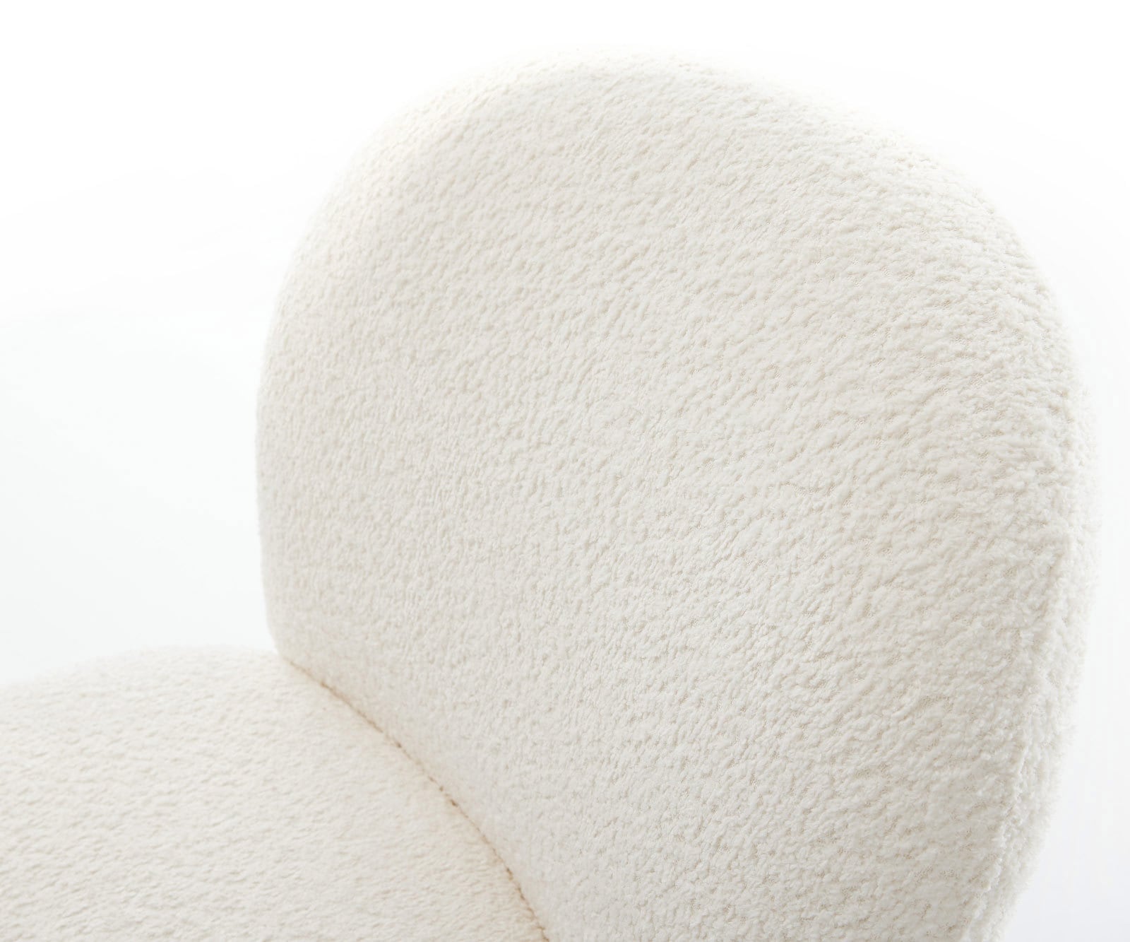 Drehstuhl Nube-Flex Bouclé Weiß Kreuzgestell breit Edelstahl 360° drehbar Wippfunktion Taschenfederkern 3
