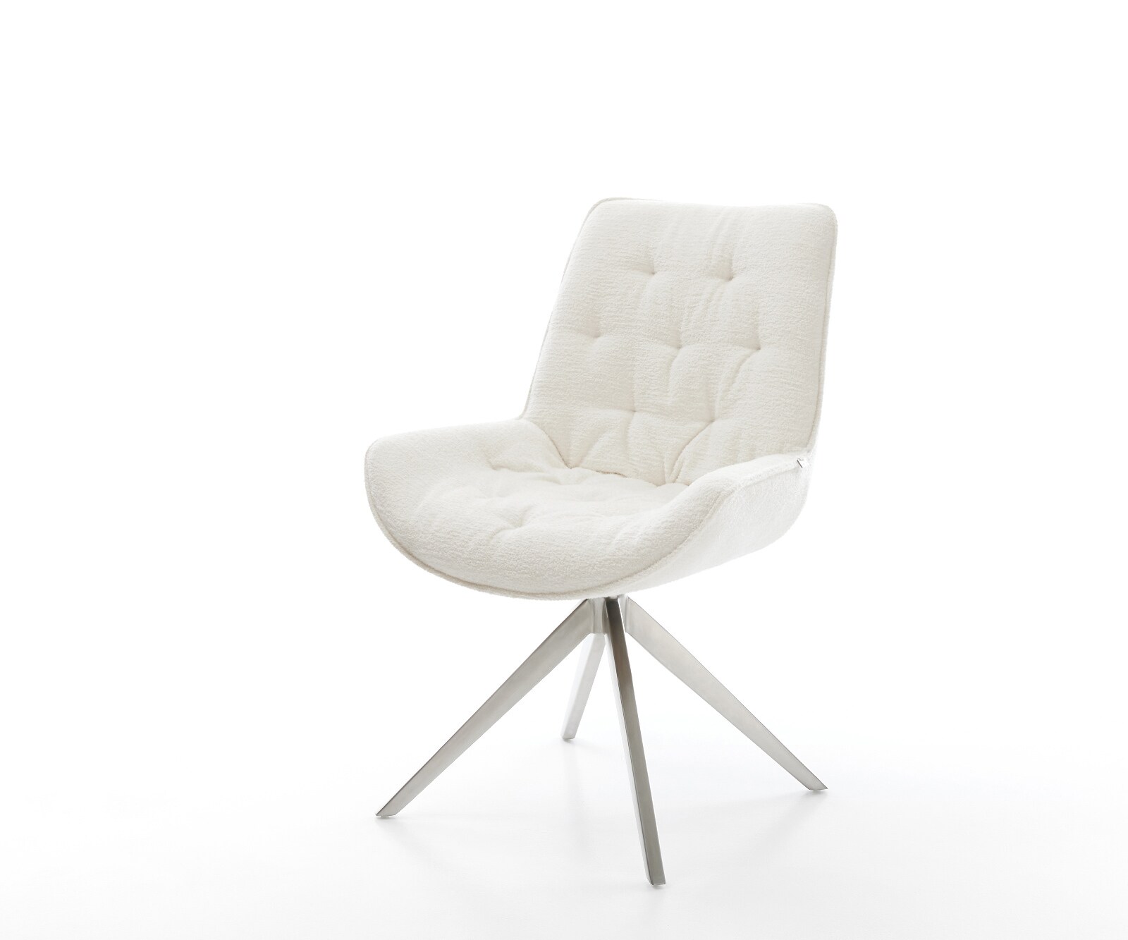 Drehstuhl Taimi-Flex Bouclé Soft Beige Kreuzgestell breit Edelstahl 360° dr günstig online kaufen