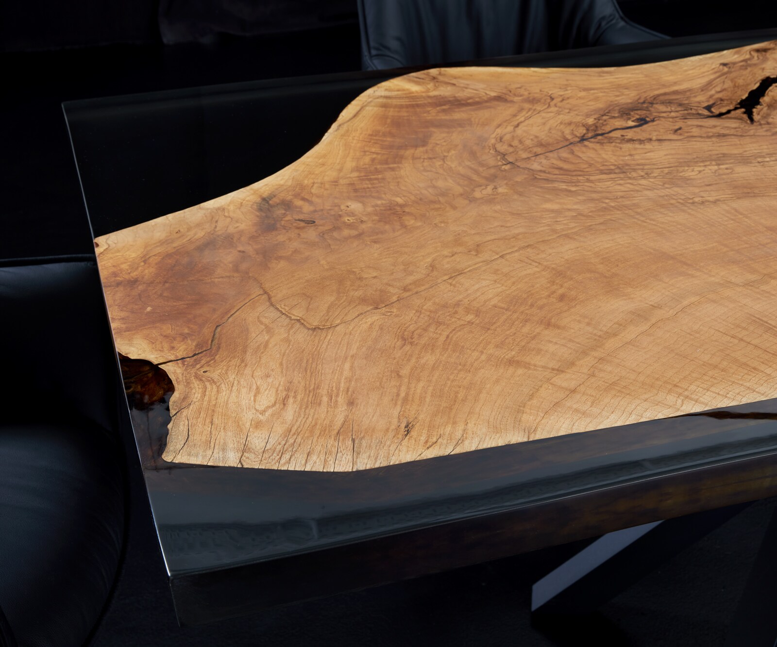 Tischplatte Esche Pimentiert Geölt 200 cm Epoxid Unikat Nr. 34314 5