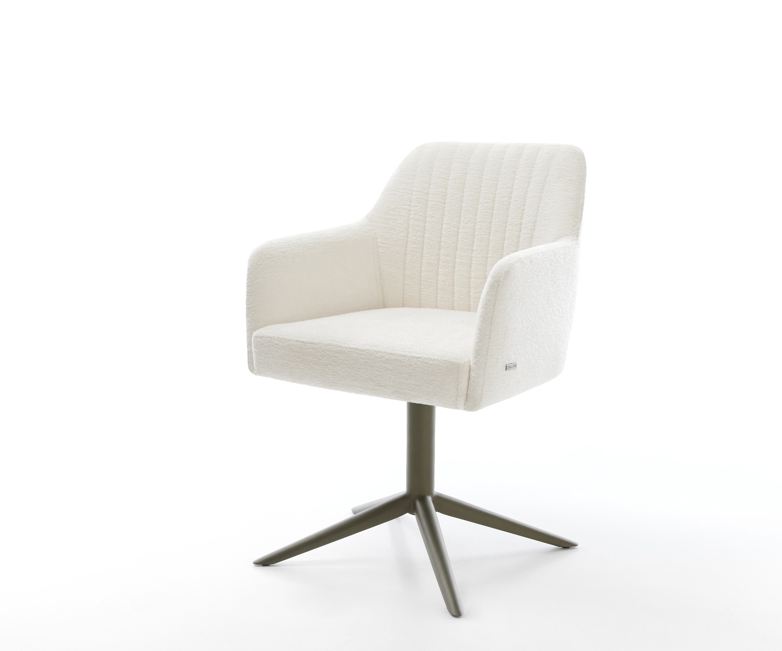 Drehstuhl Greg-Flex Bouclé Soft Beige Fußkreuz Effektfinish Titan 360° drehbar Wippfunktion Taschenfederkern 1