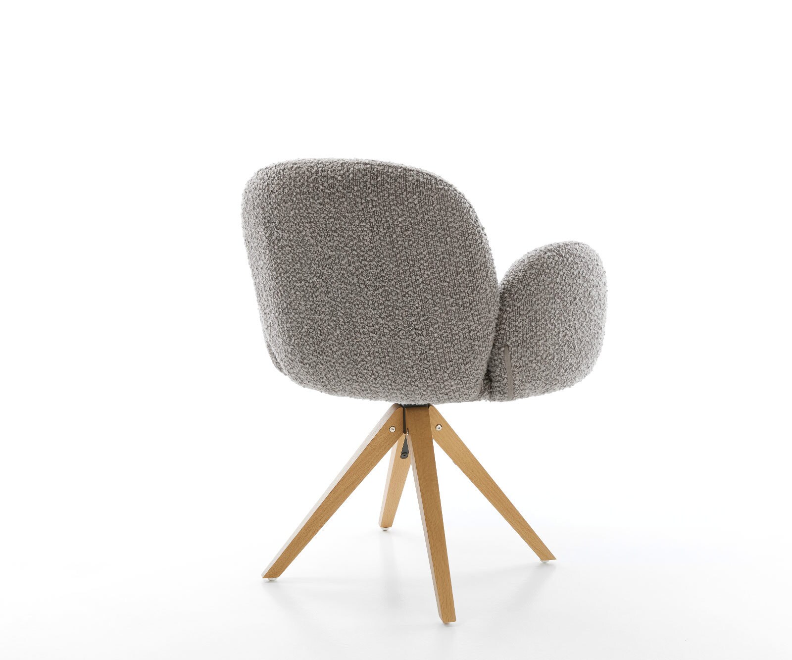 Drehstuhl Nube-Flex mit Armlehnen Bouclé Silbergrau Holzgestell kantig Natur 360° drehbar Taschenfederkern 4