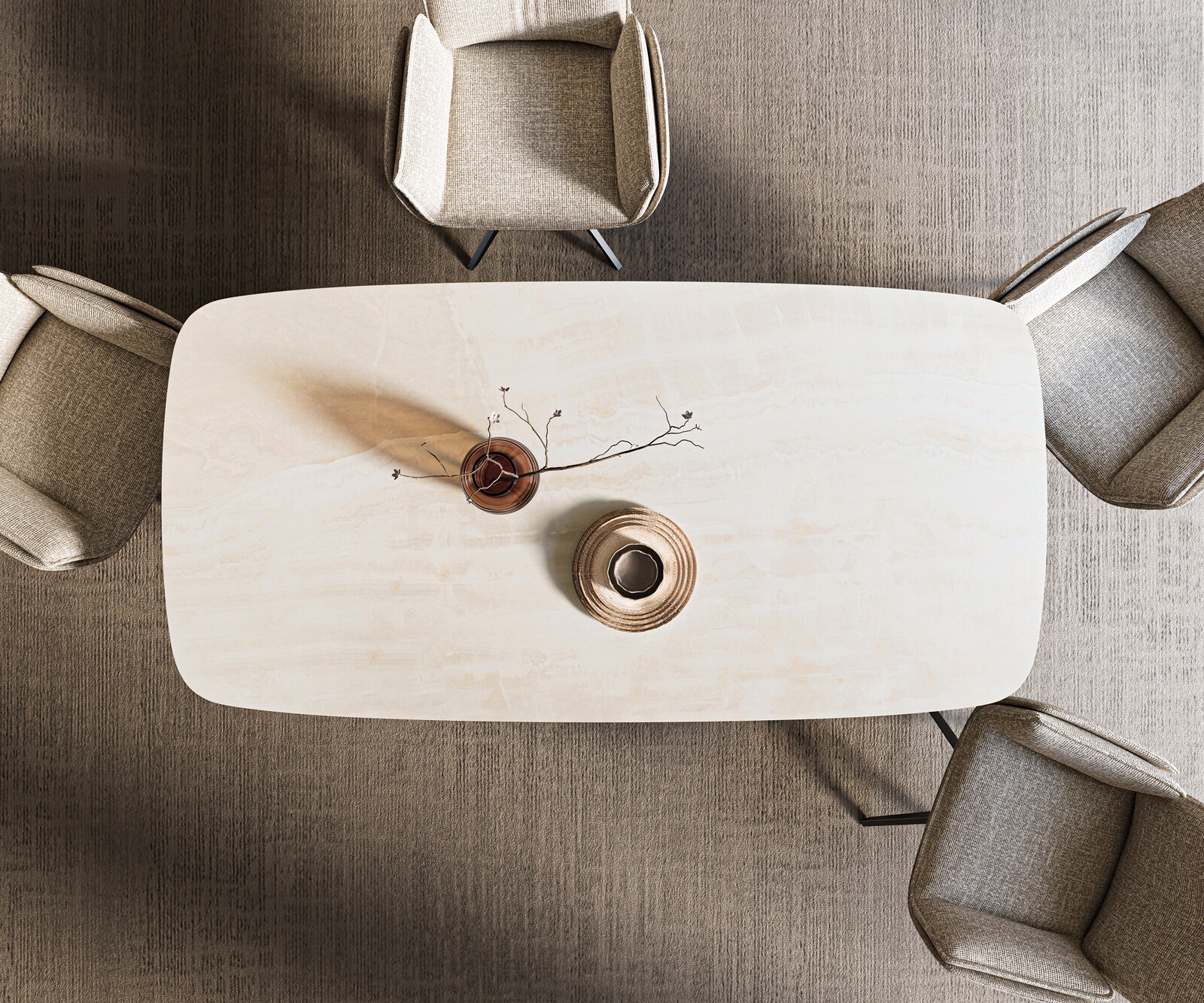 Esstisch Edge Boot 200x100 cm Keramik Onyx Champagne Metall Schräg Schwarz 6