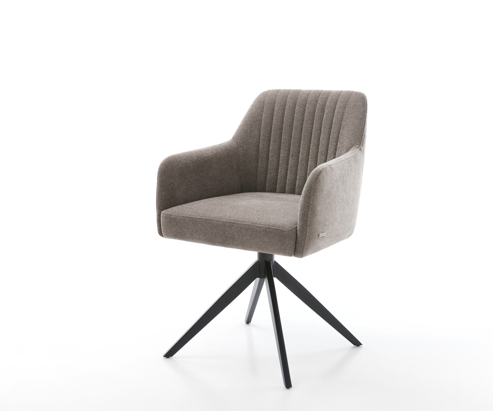 Drehstuhl Greg-Flex Strukturstoff Soft Taupe Kreuzgestell breit Schwarz 360° drehbar Wippfunktion Taschenfederkern