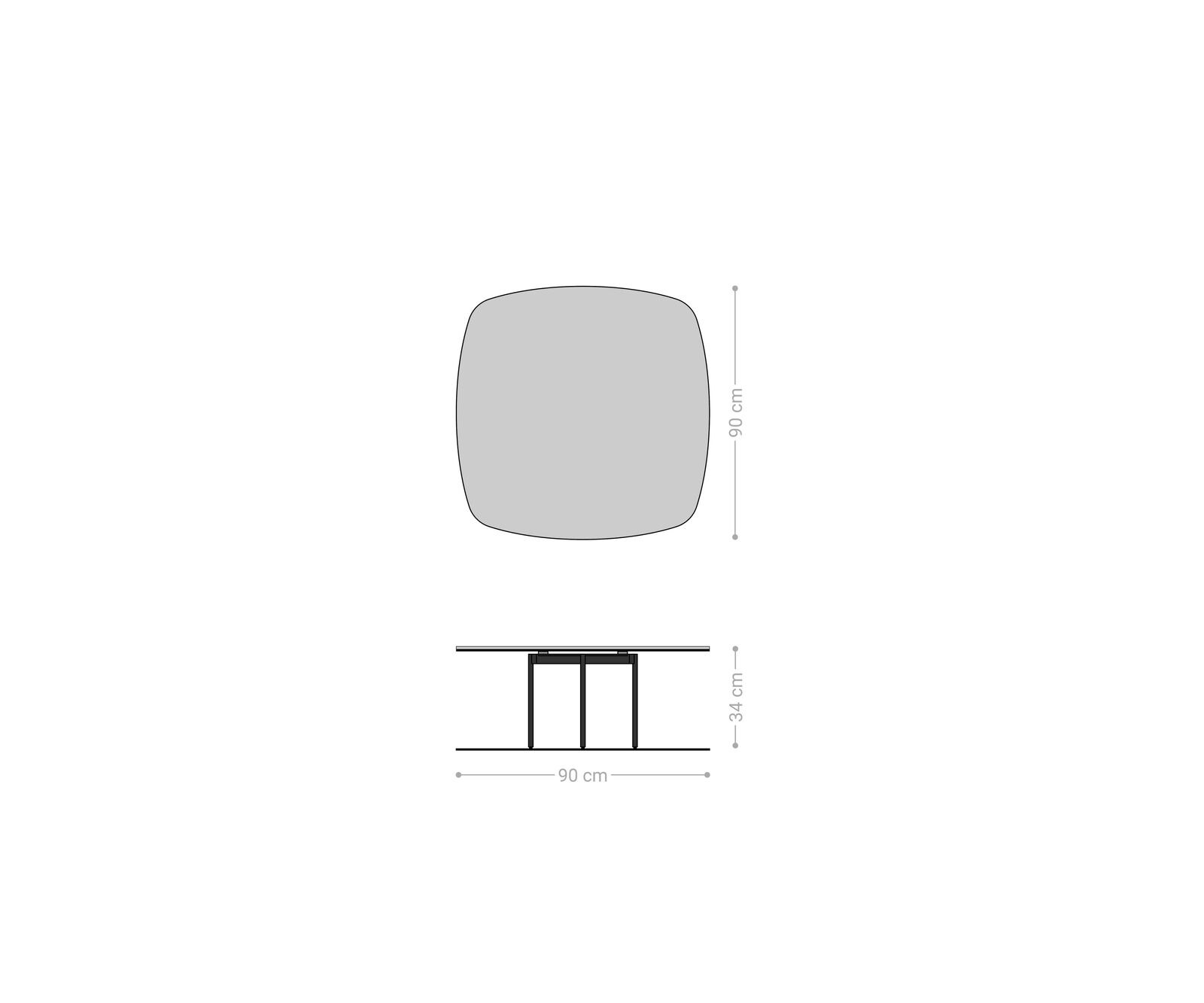 Couchtisch Edge Boot 90x90 cm Keramik Beton Grau Trive Edelstahl gebürstet 8