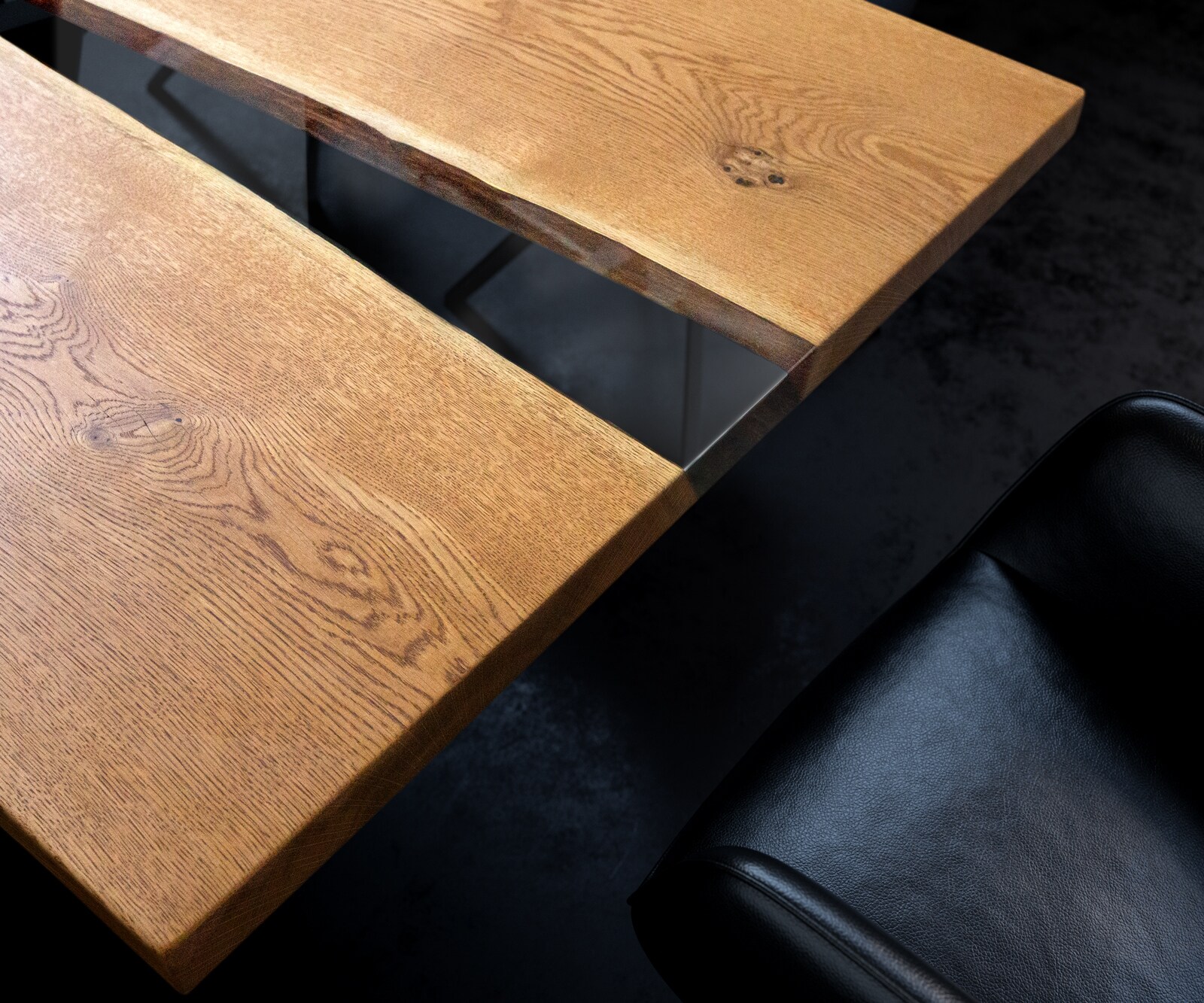 Tischplatte Eiche Natur 200 cm Epoxid Transparent Unikat Nr. 32329 4