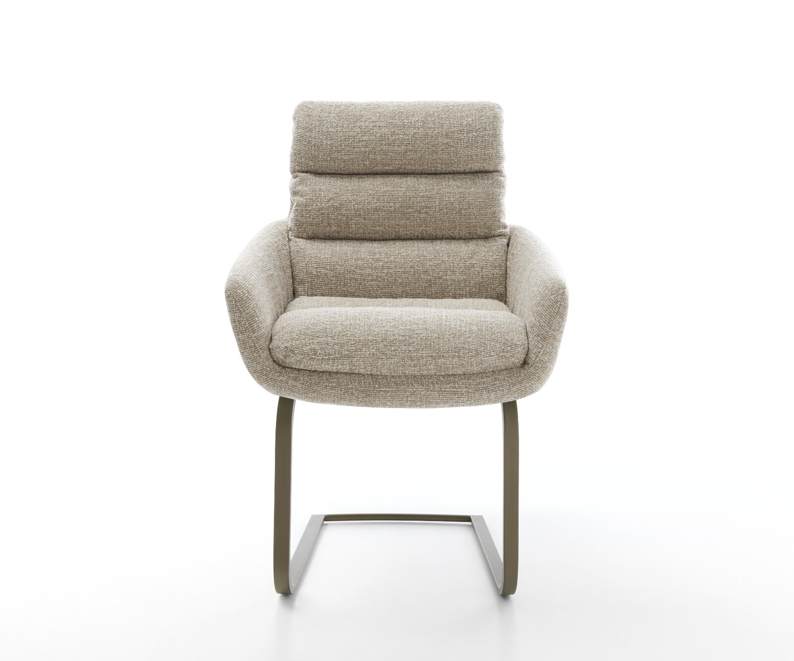 Freischwinger Abelia-Flex mit Armlehnen Webstoff Soft Beige Freischwinger flach Effektfinish Titan 2