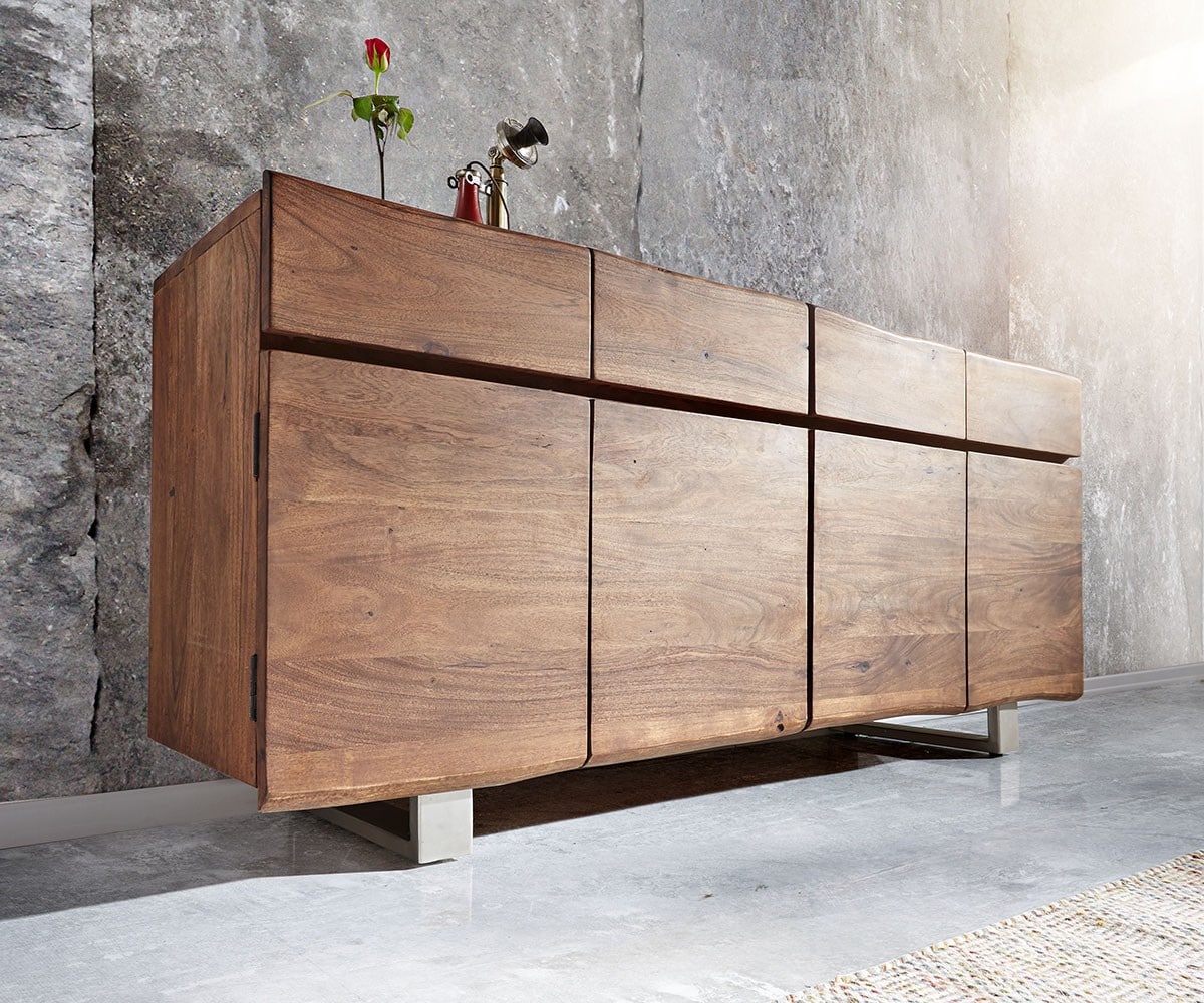 Kommode Live-Edge Akazie mit Türen und Schubkästen Baumkante 4 Kommode Live-Edge Akazie mit Türen und Schubkästen Baumkante 4