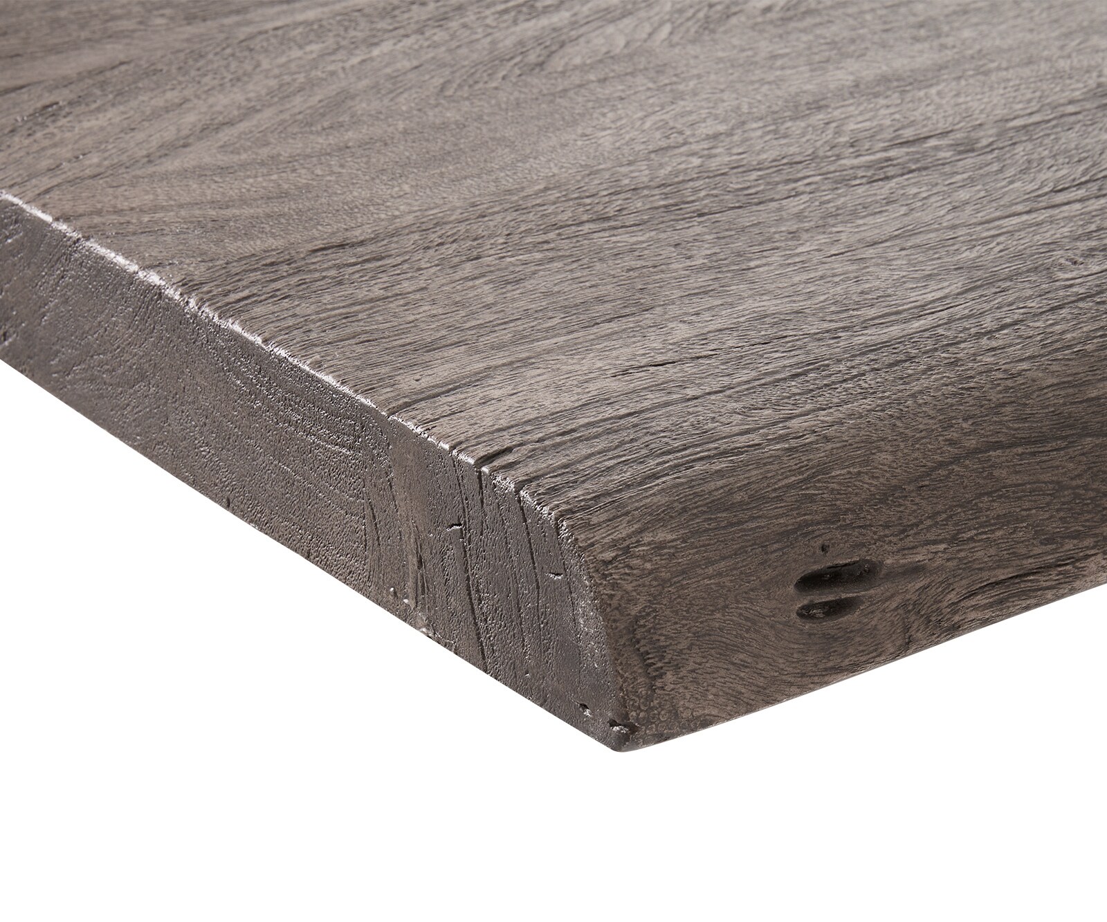 Esstisch Edge 220x100 XL Akazie Platin V-Gestell Flachstahl Schwarz Live-Edge 5