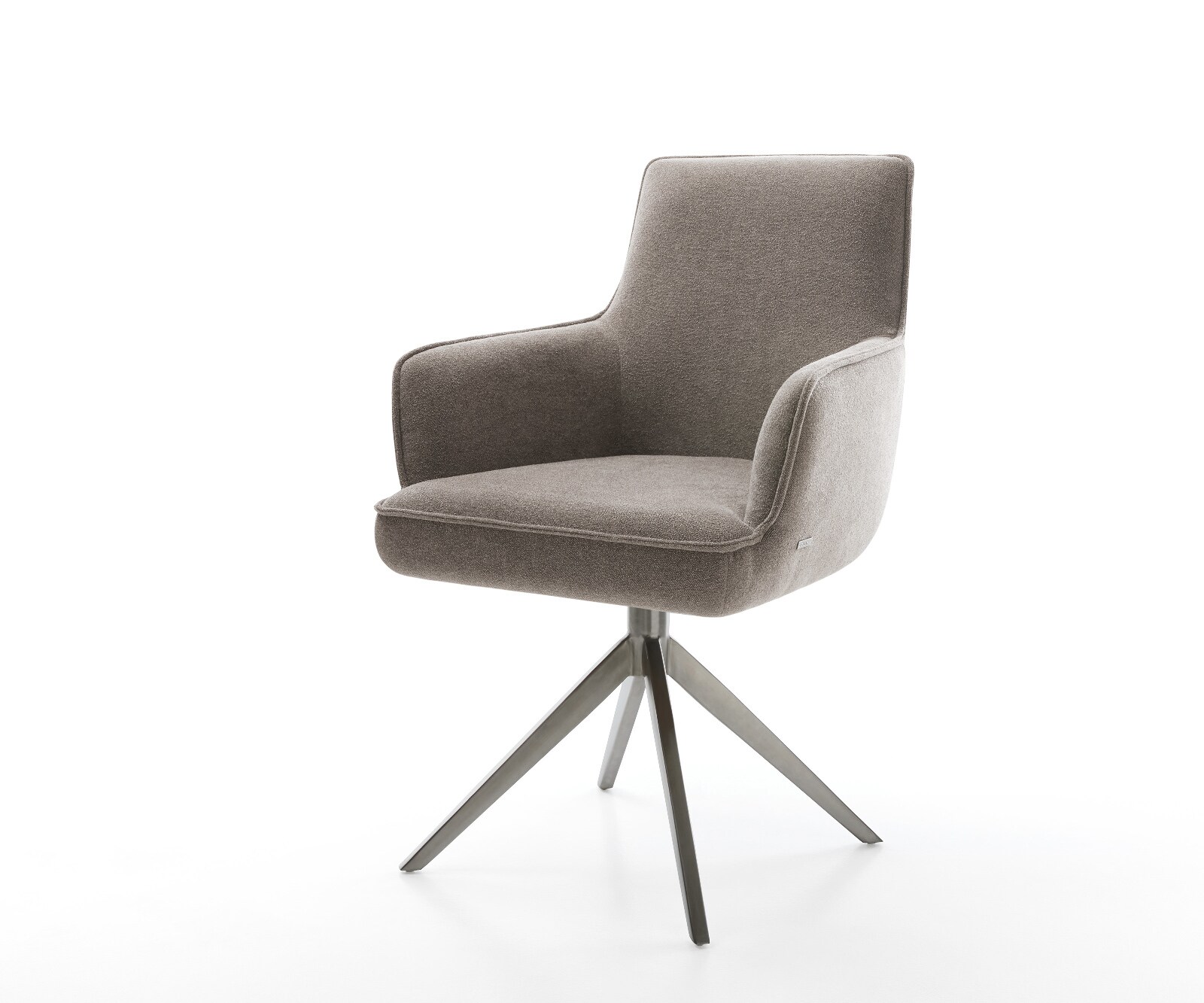 Drehstuhl Heira-Flex mit Armlehnen Strukturstoff Soft Taupe Kreuzgestell breit Graphit 360° drehbar Wippfunktion Taschenfederkern