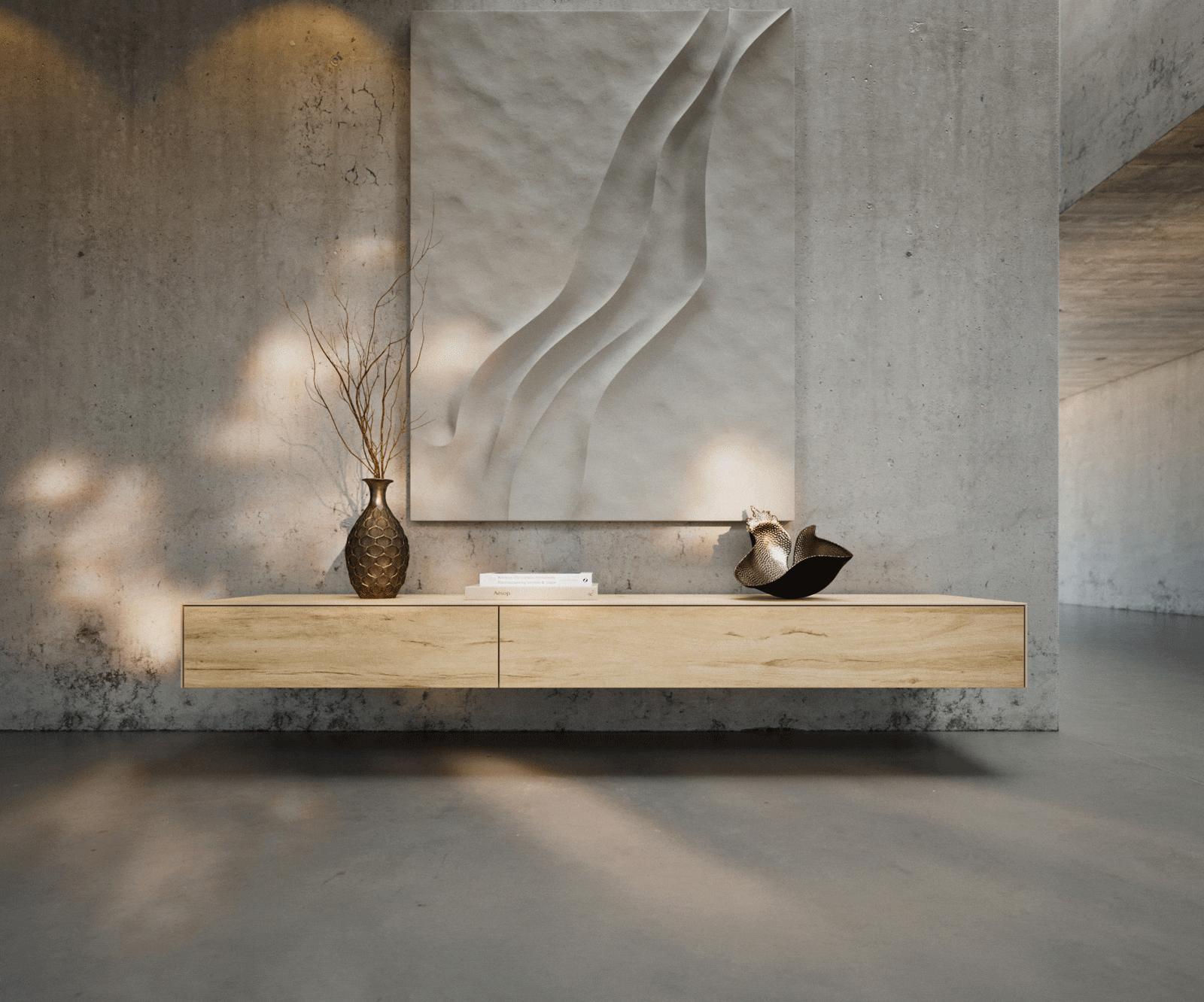 Lowboard Cuor 200 cm Keramik Laminam® Sabbia Eichefarbig 1 Klappe 1 Schubfach Schwebend 4 Lowboard Cuor 200 cm Keramik Laminam® Sabbia Eichefarbig 1 Klappe 1 Schubfach Schwebend 4