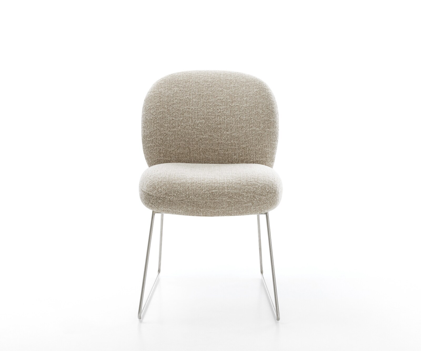 Esszimmerstuhl Nube-Flex Webstoff Soft Beige Kufengestell Edelstahl Taschenfederkern 2