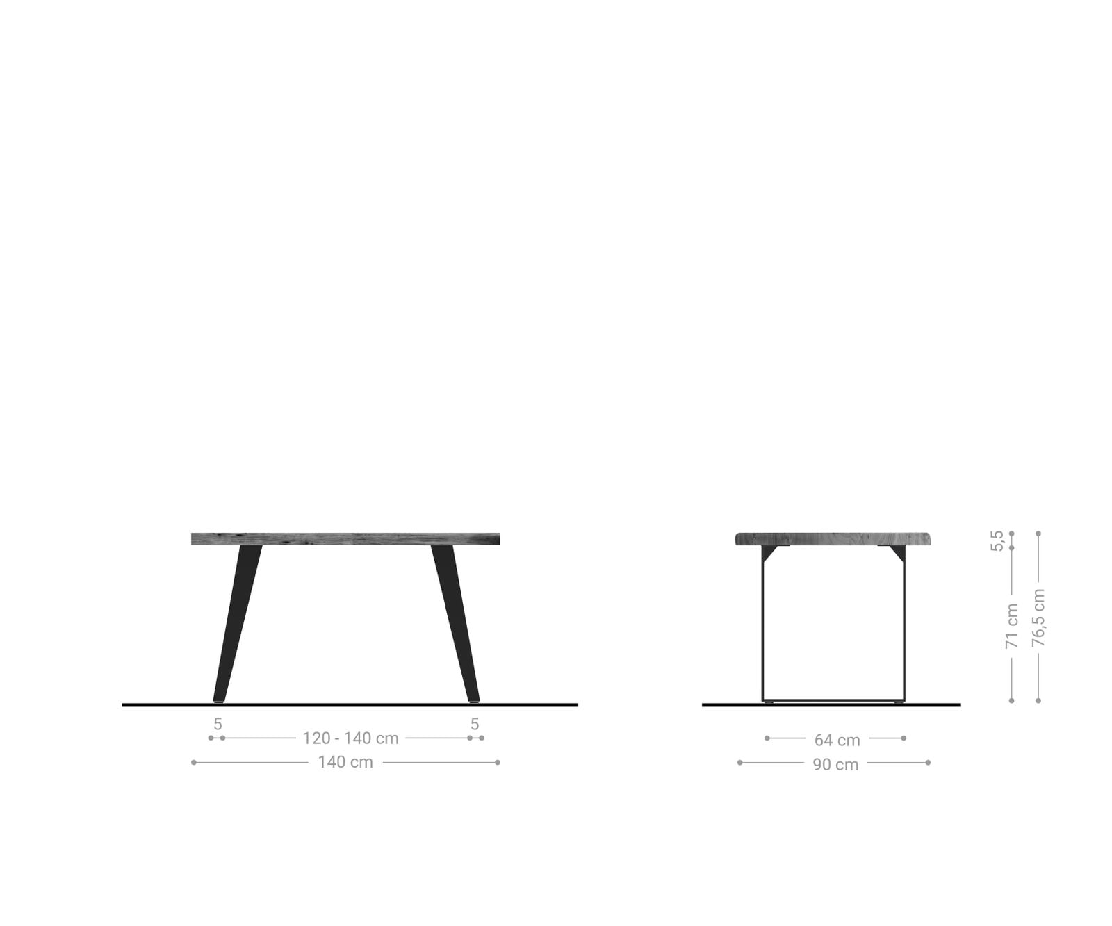 Esstisch Edge 140x90 XL Akazie Natur Metall Schräg Live-Edge 4 Esstisch Edge 140x90 XL Akazie Natur Metall Schräg Live-Edge 4