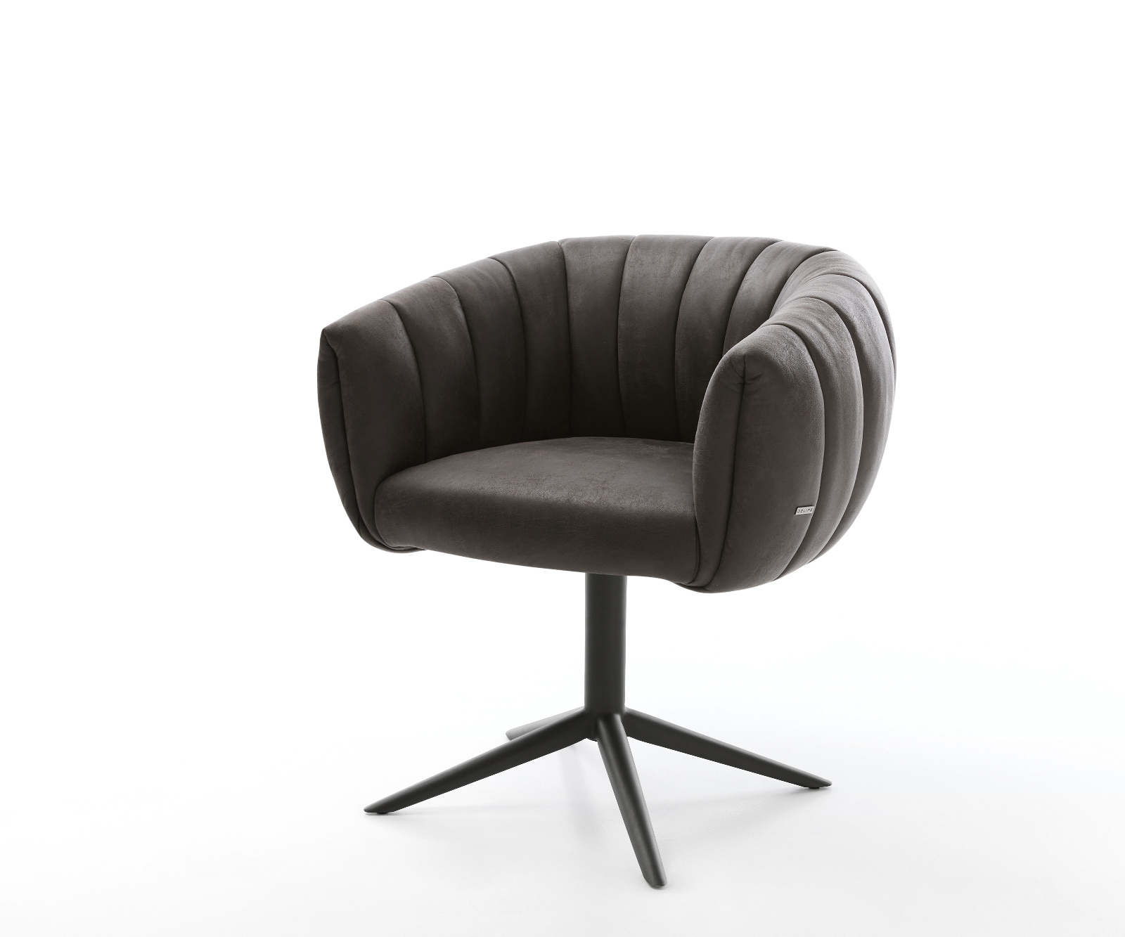 Drehstuhl Jada-Flex Mikrofaser Anthrazit Vintage Fußkreuz Schwarz 360° drehbar Wippfunktion Taschenfederkern