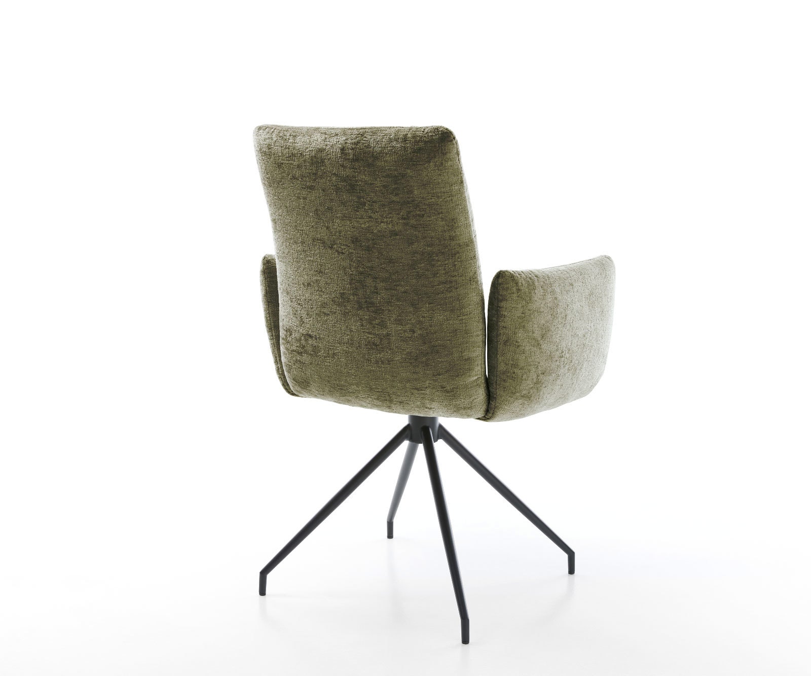 Drehstuhl Jova-Flex mit Armlehnen Chenille Olive Kreuzgestell konisch Schwarz 180° drehbar Taschenfederkern 4